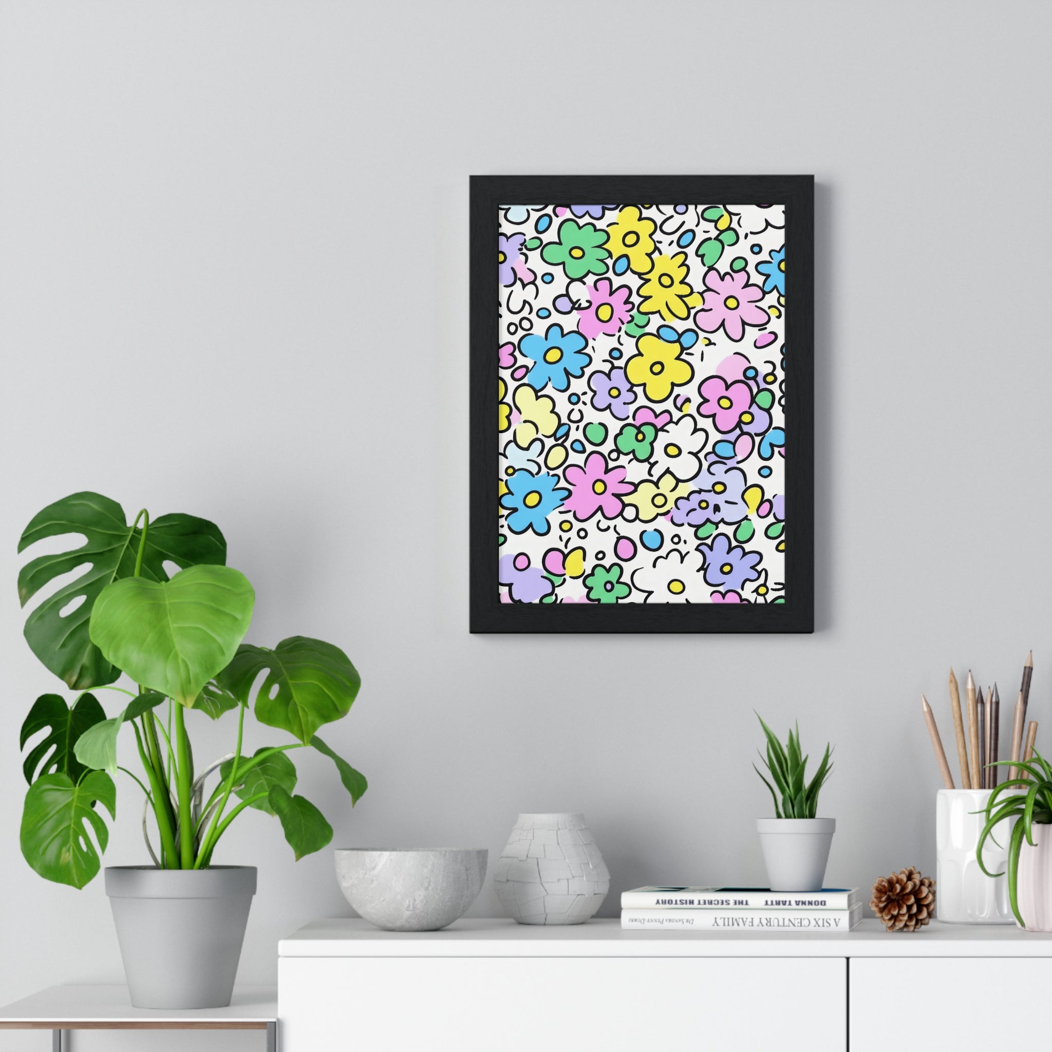 Printify Colorful Floral Framed Art Print 2025