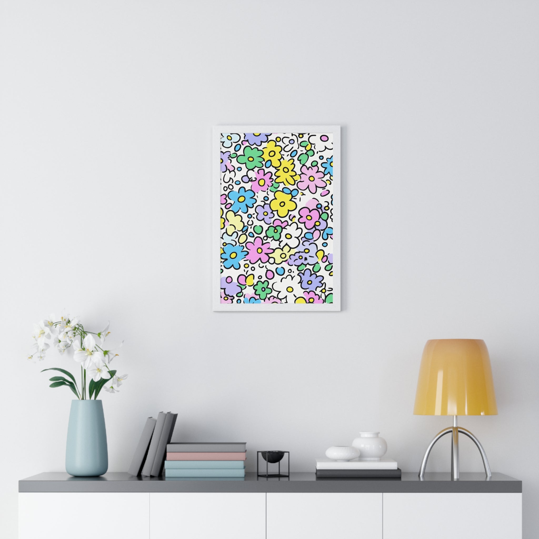 Printify Colorful Floral Framed Art Print 2025