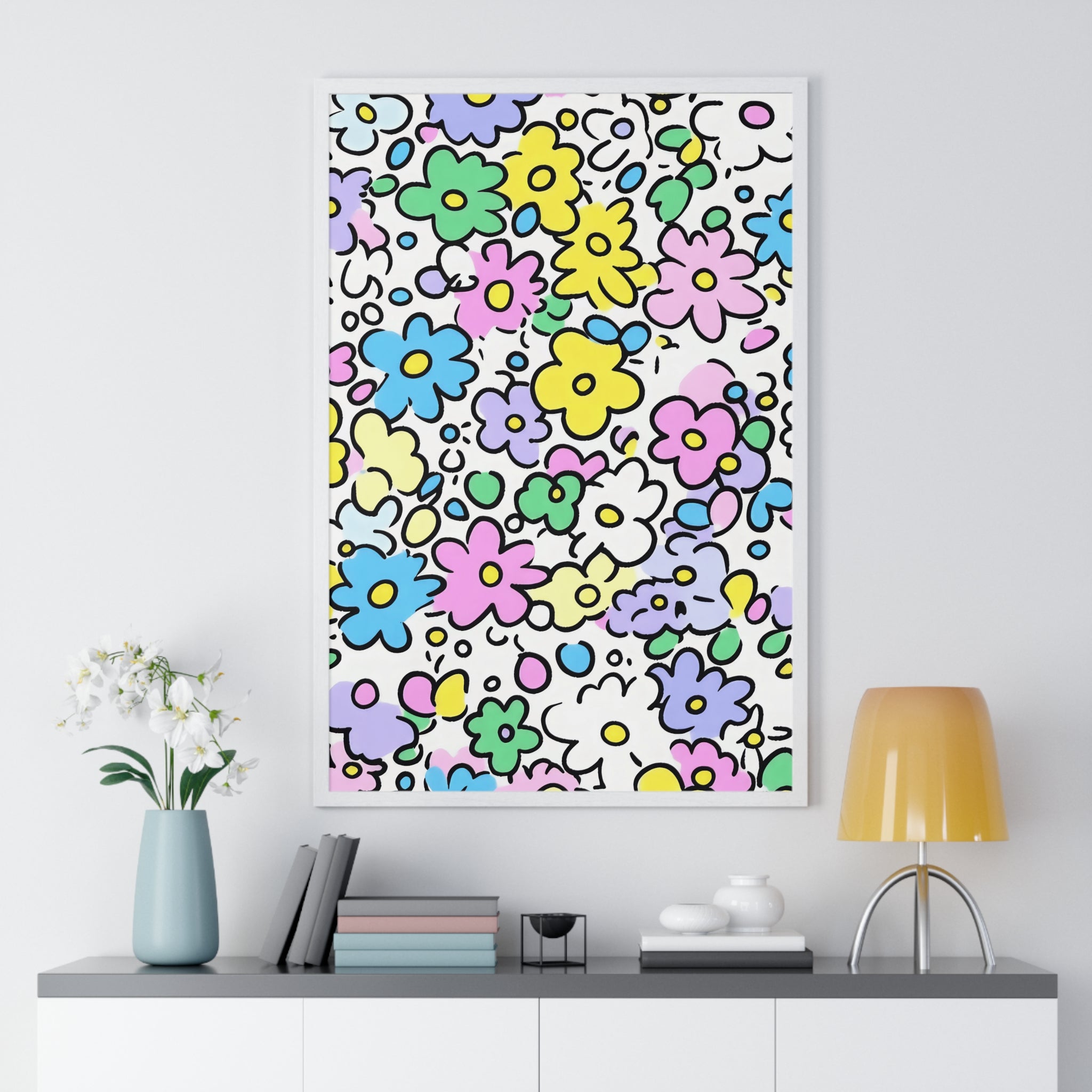 Printify Colorful Floral Framed Art Print 2025