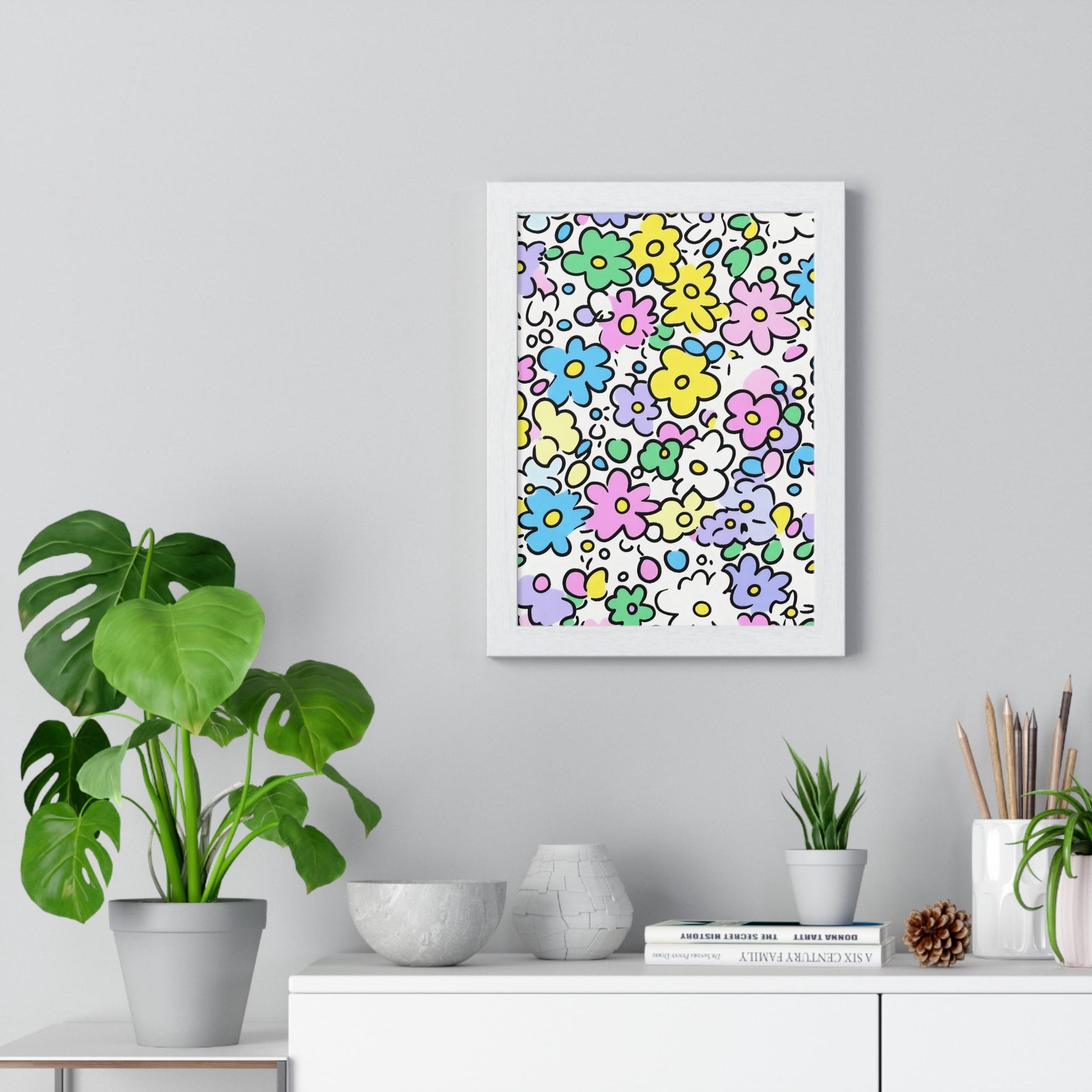 Printify Colorful Floral Framed Art Print 2025