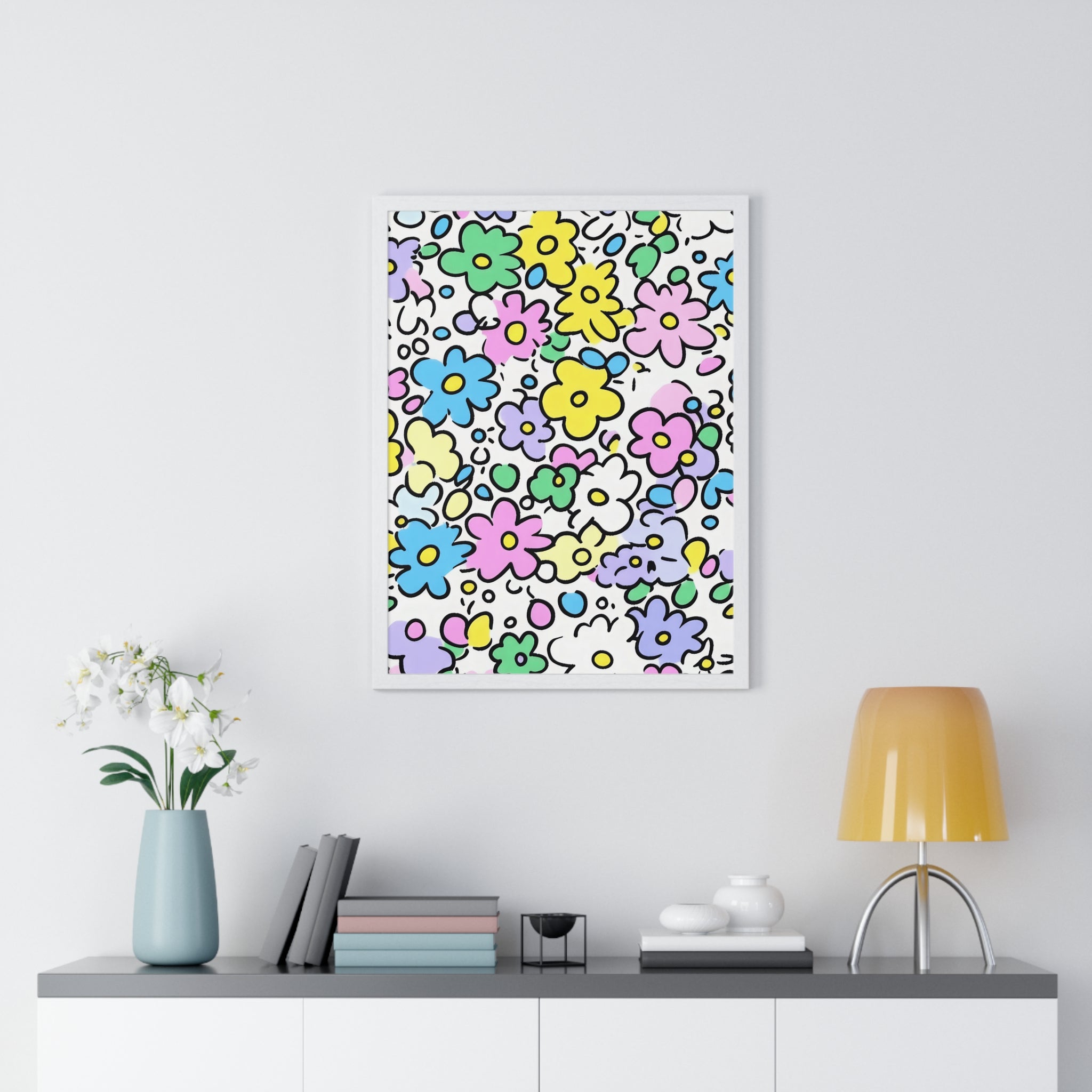 Printify Colorful Floral Framed Art Print 2025