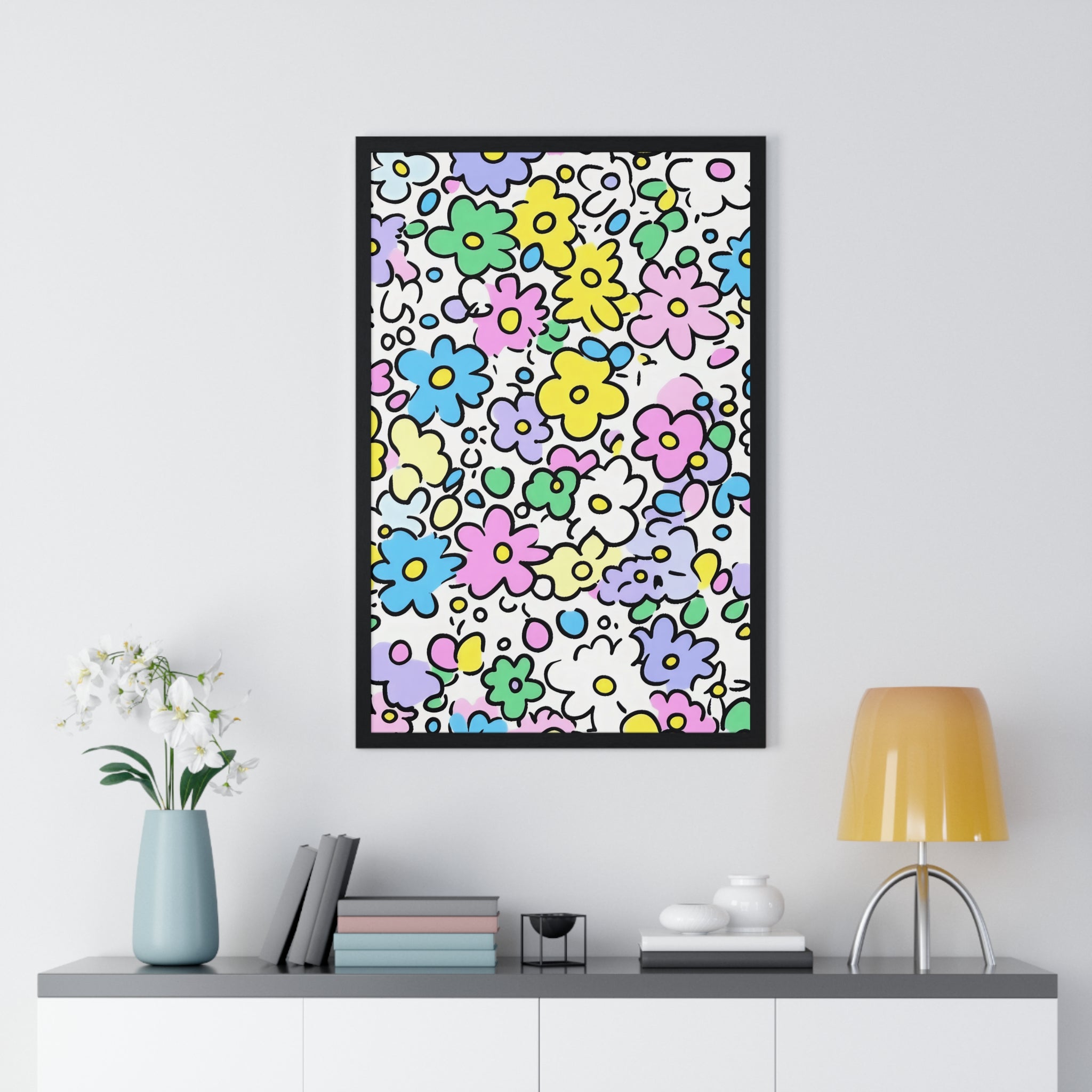 Printify Colorful Floral Framed Art Print 2025