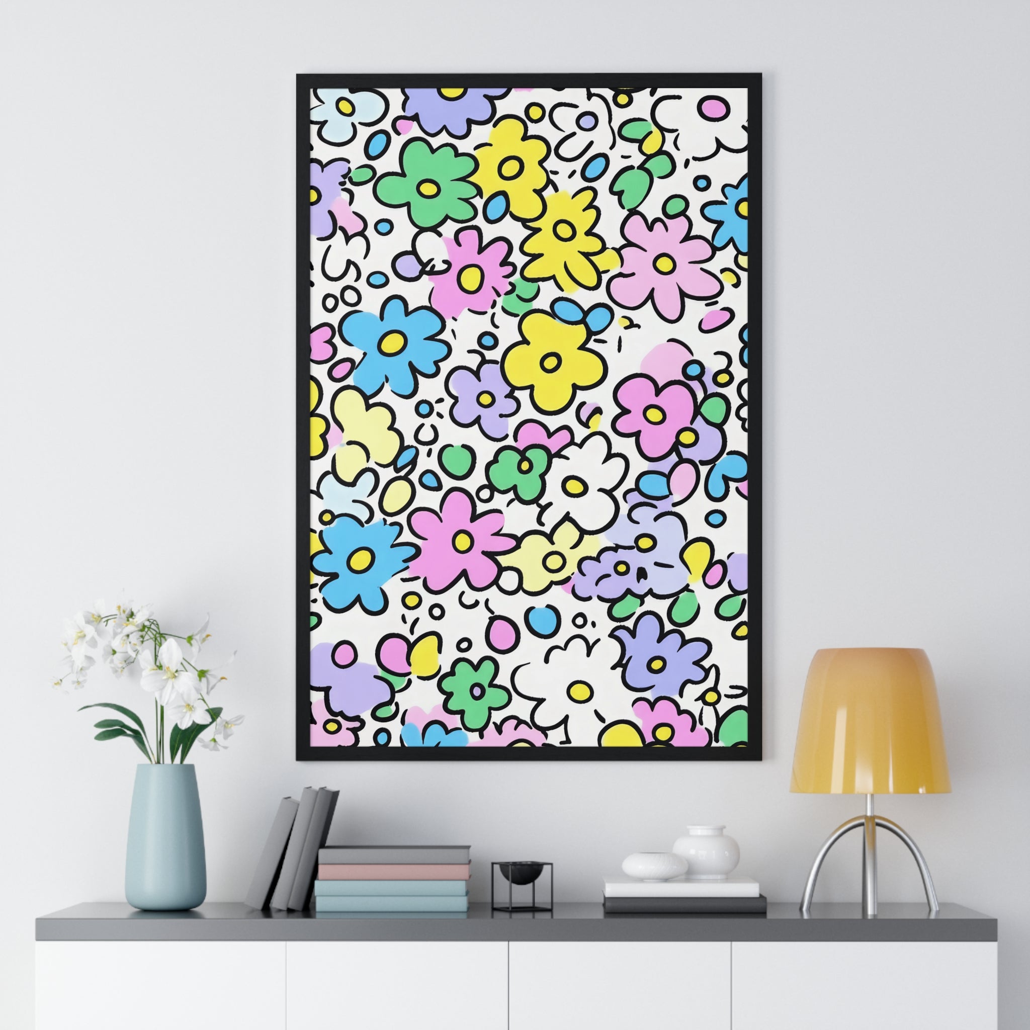 Printify Colorful Floral Framed Art Print 2025