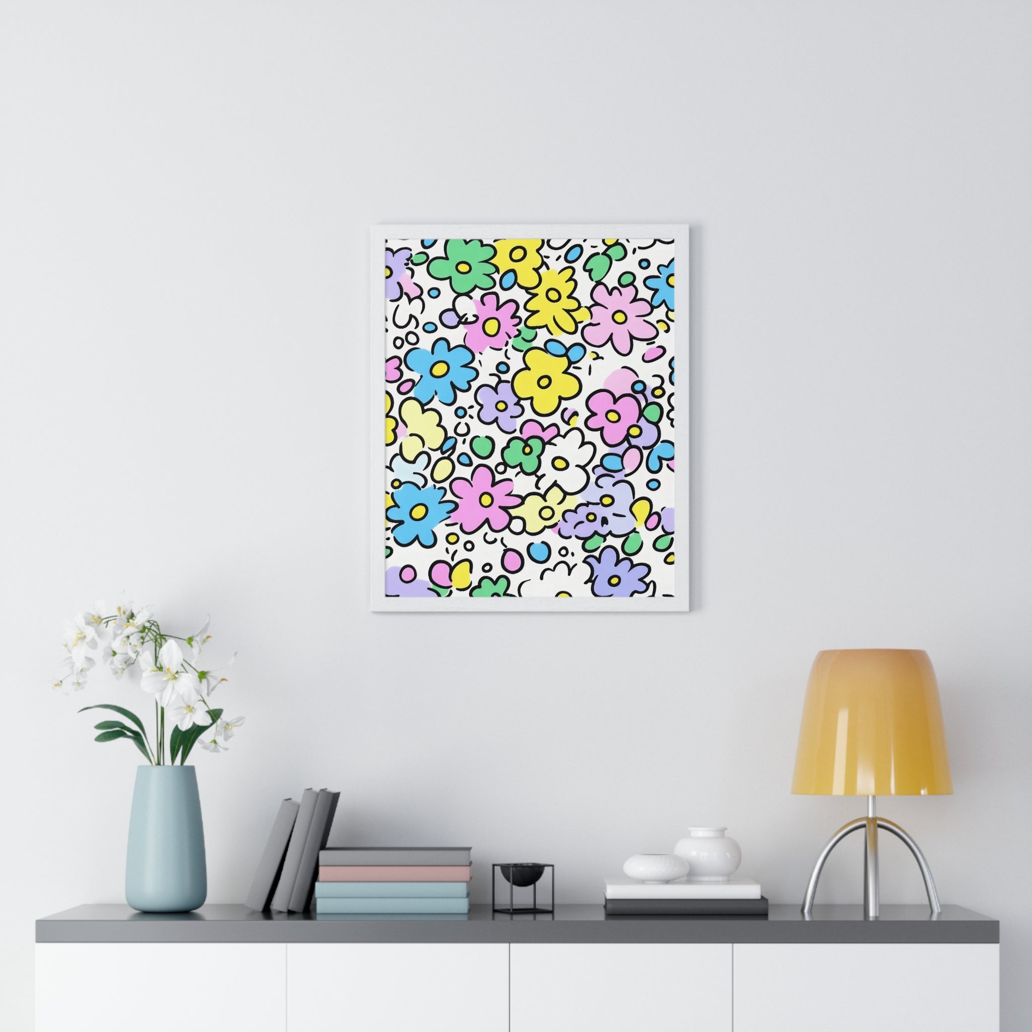 Printify Colorful Floral Framed Art Print 2025