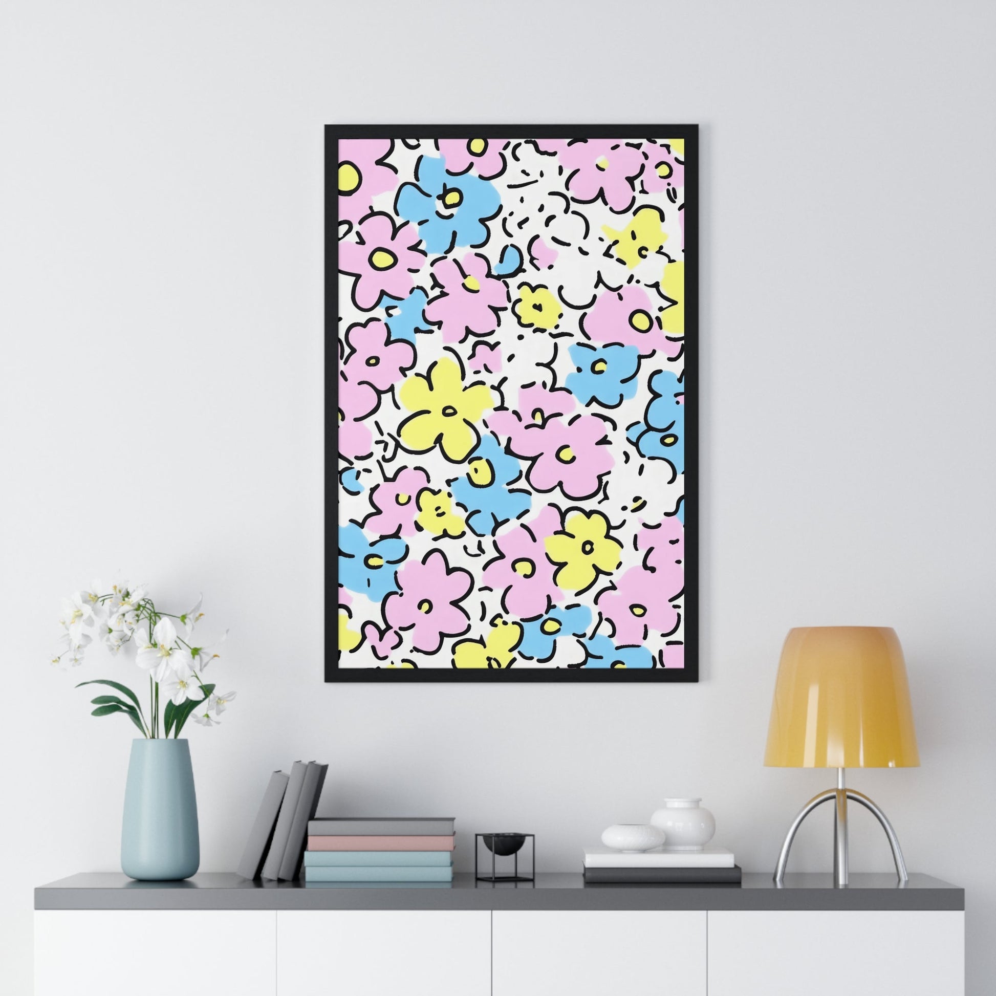 Printify Colorful Floral Framed Poster 2025