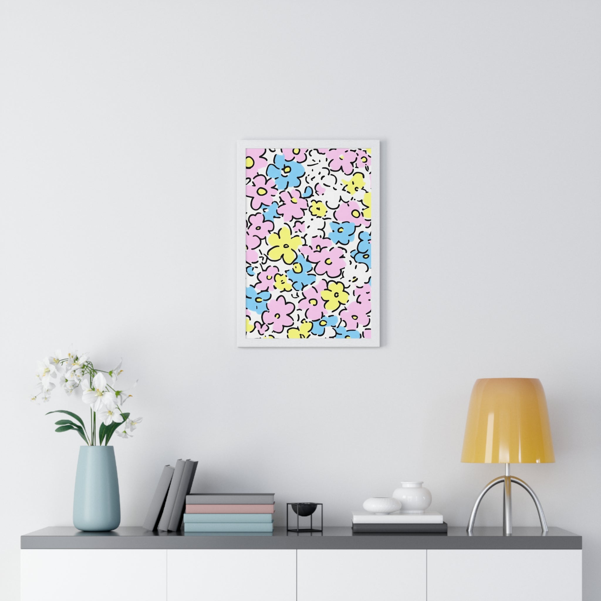 Printify Colorful Floral Framed Poster 2025