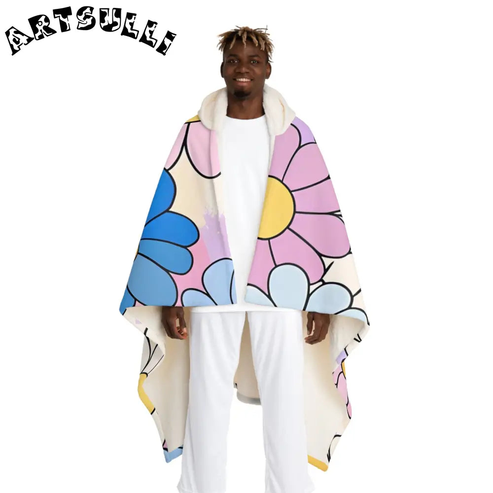 Colorful Floral Hooded Sherpa Blanket, Artsulli - Art is Long, Life is Short, All Over Prints, Size, One size, Color, Cream, , , 52263304177073