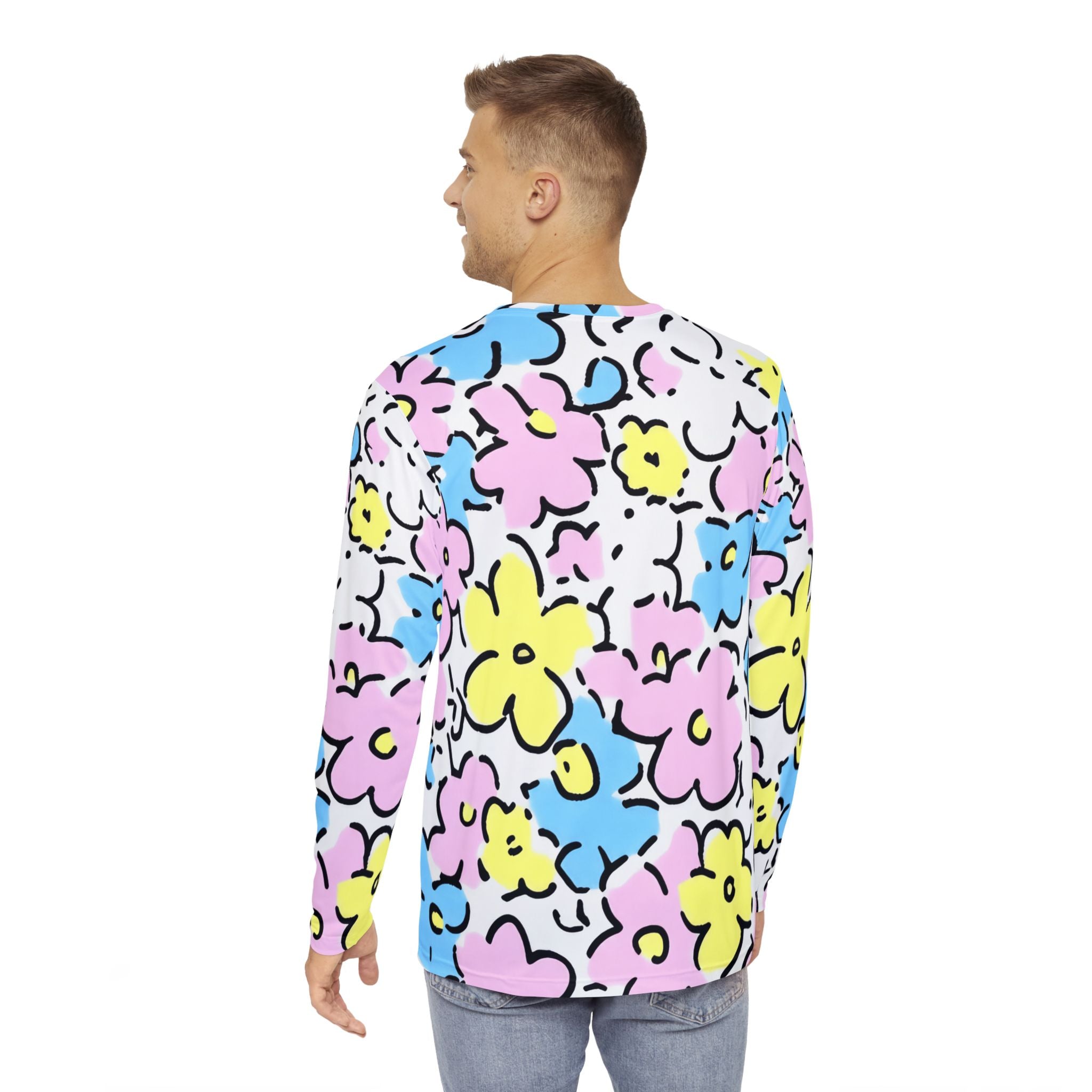 Colorful Floral Long Sleeve Shirt, Artsulli - Art is Long, Life is Short, All Over Prints, , , , , , , 