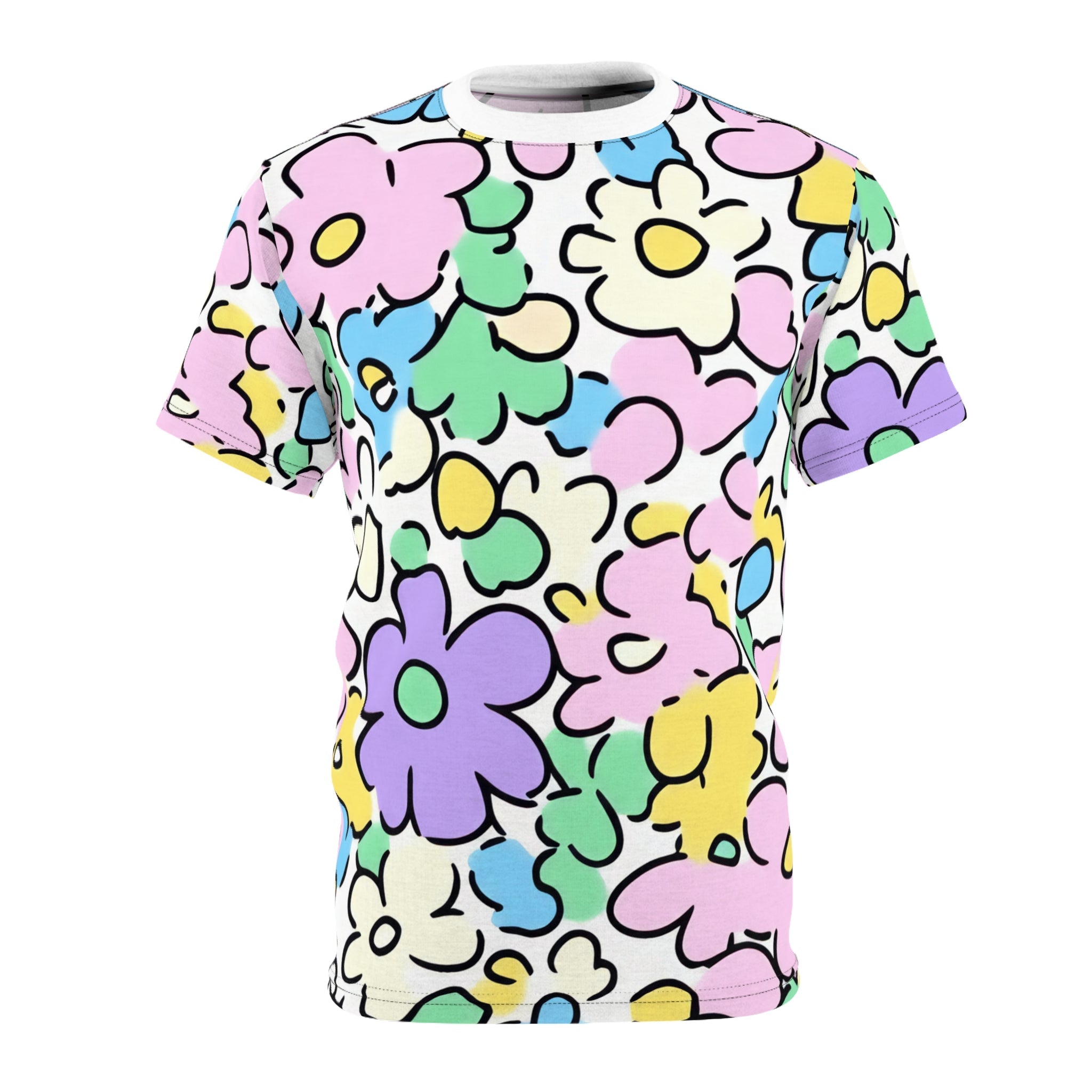 Printify Colorful Floral Microfiber T-Shirt 2025