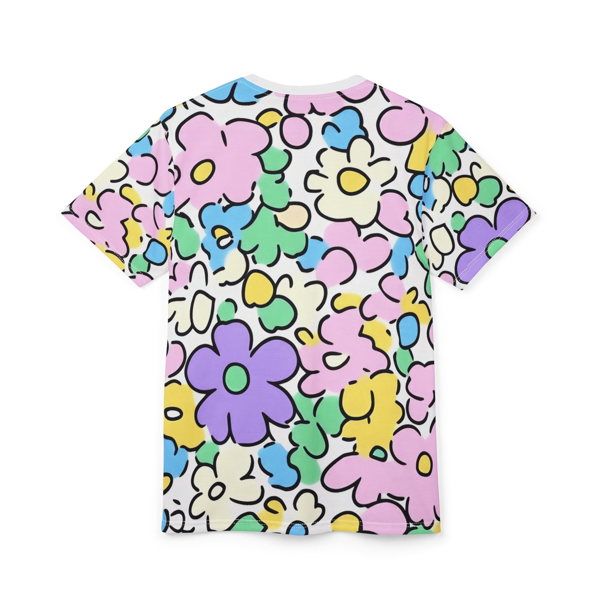 Colorful Floral Microfiber T-Shirt, Artsulli - Art is Long, Life is Short, All Over Prints, , , , , , , 