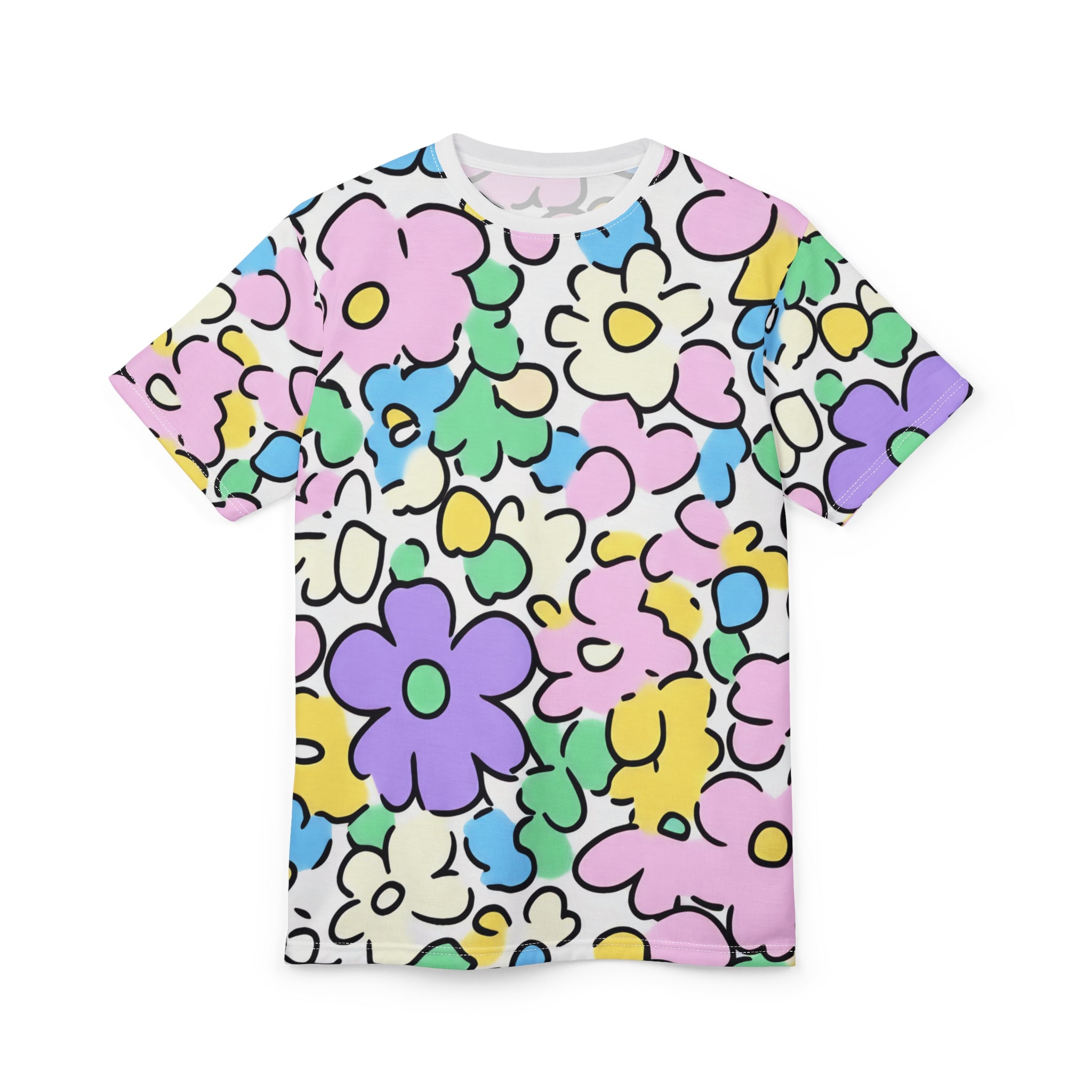 Colorful Floral Microfiber T-Shirt, Artsulli - Art is Long, Life is Short, All Over Prints, , , , , , , 