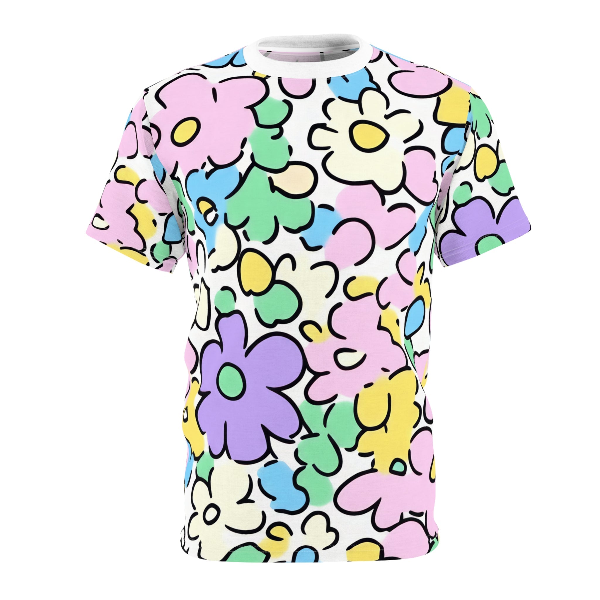 Printify Colorful Floral Microfiber T-Shirt 2025
