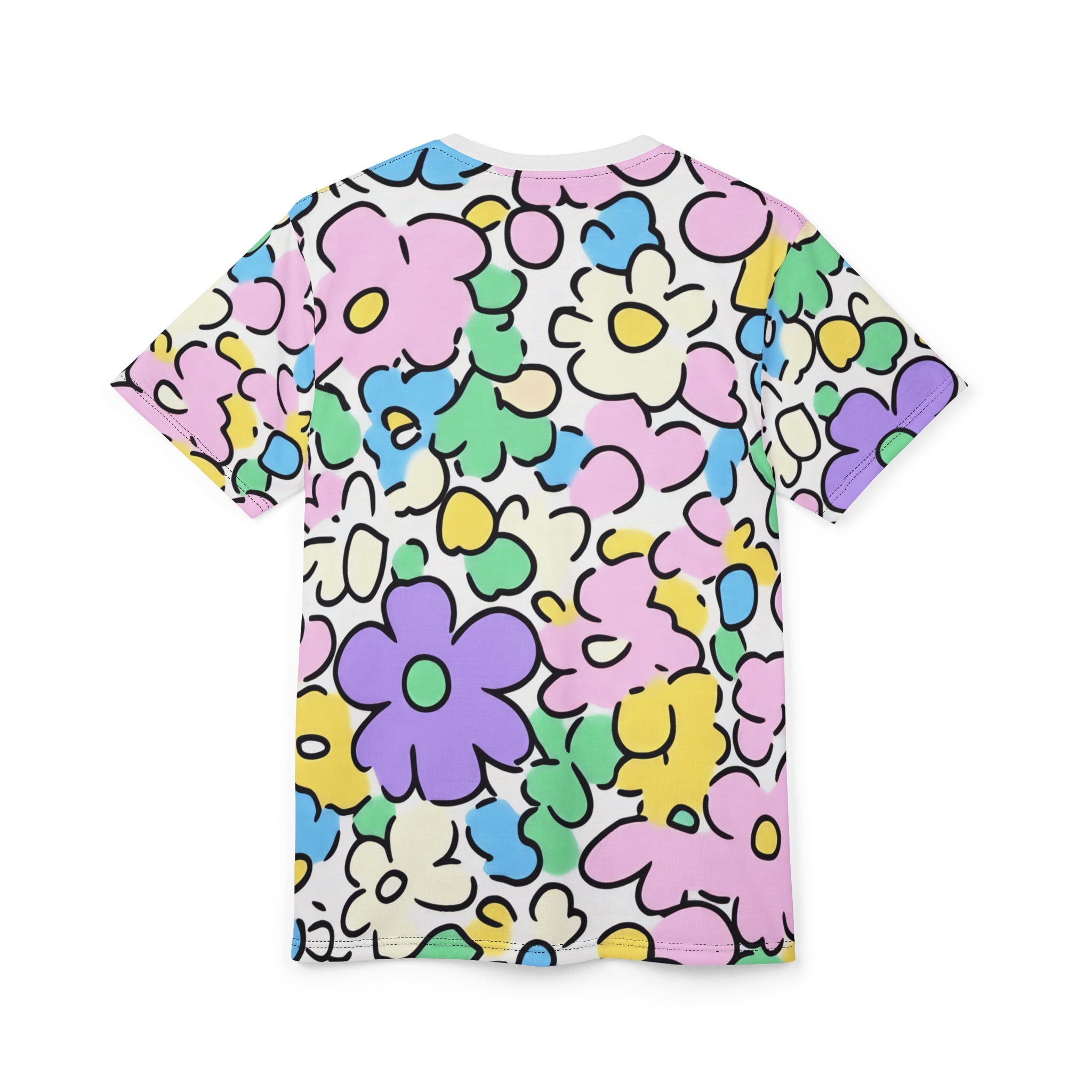 Colorful Floral Microfiber T-Shirt, Artsulli - Art is Long, Life is Short, All Over Prints, , , , , , , 