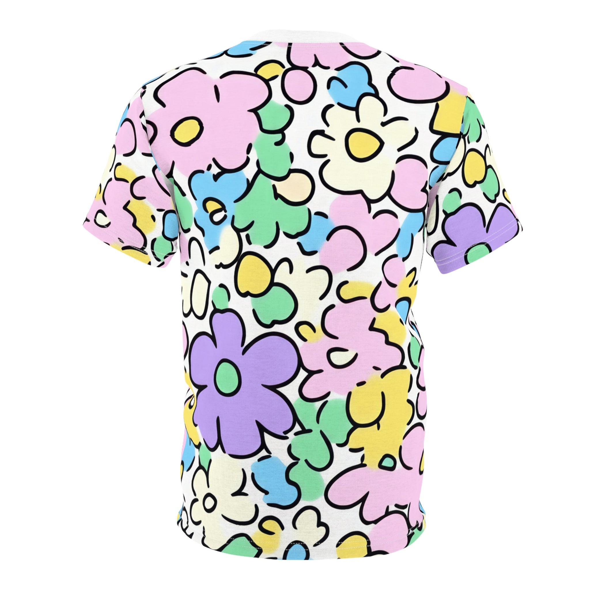 Colorful Floral Microfiber T-Shirt, Artsulli - Art is Long, Life is Short, All Over Prints, , , , , , , 