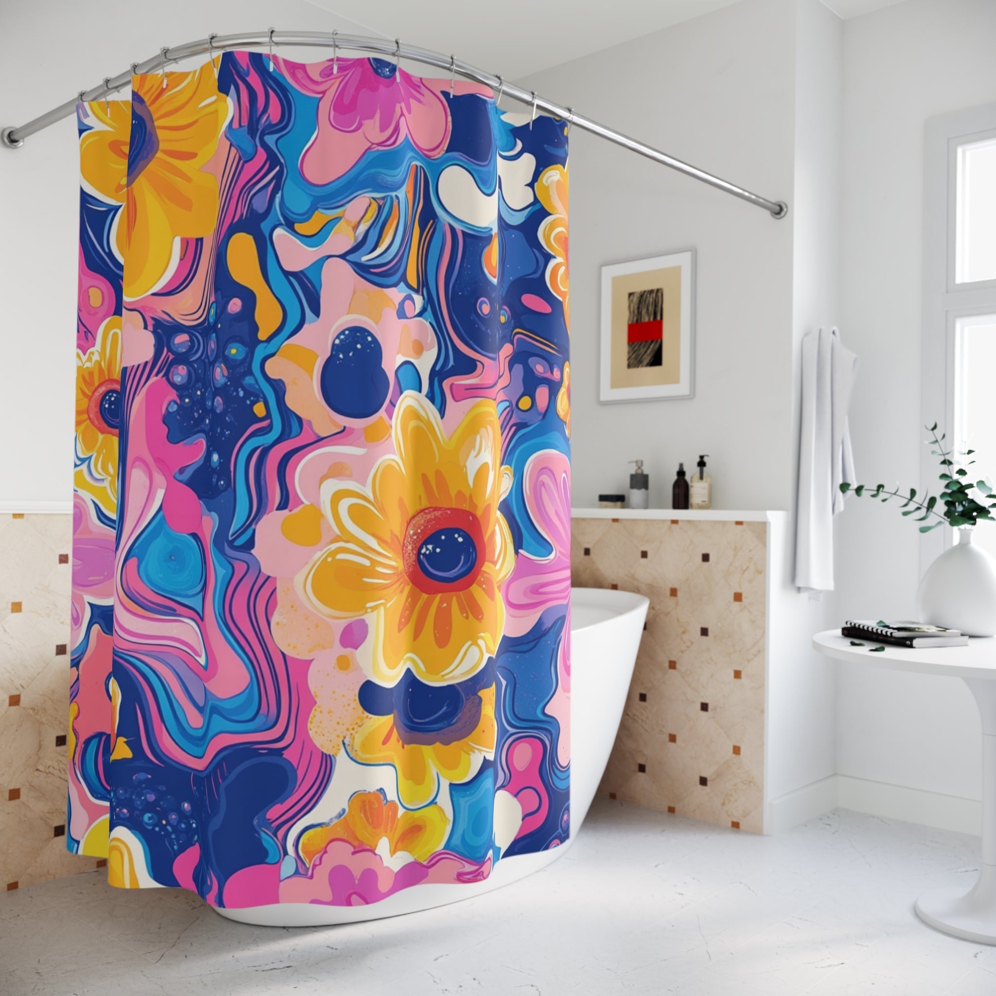 Colorful Floral Pattern Shower Curtain, Artsulli - Art is Long, Life is Short, Home Decor, , , , , , , 