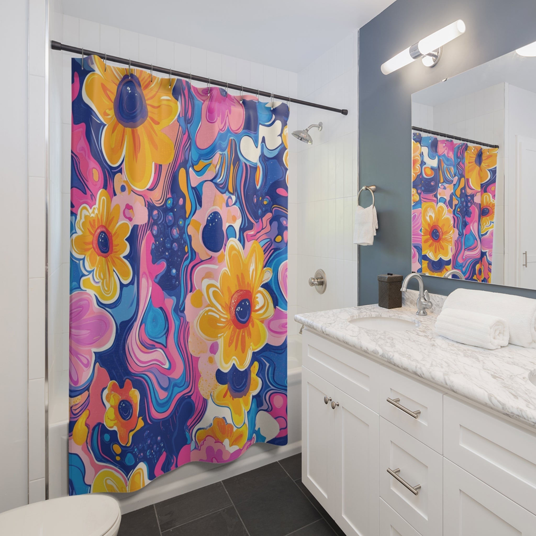 Colorful Floral Pattern Shower Curtain, Artsulli - Art is Long, Life is Short, Home Decor, , , , , , , 