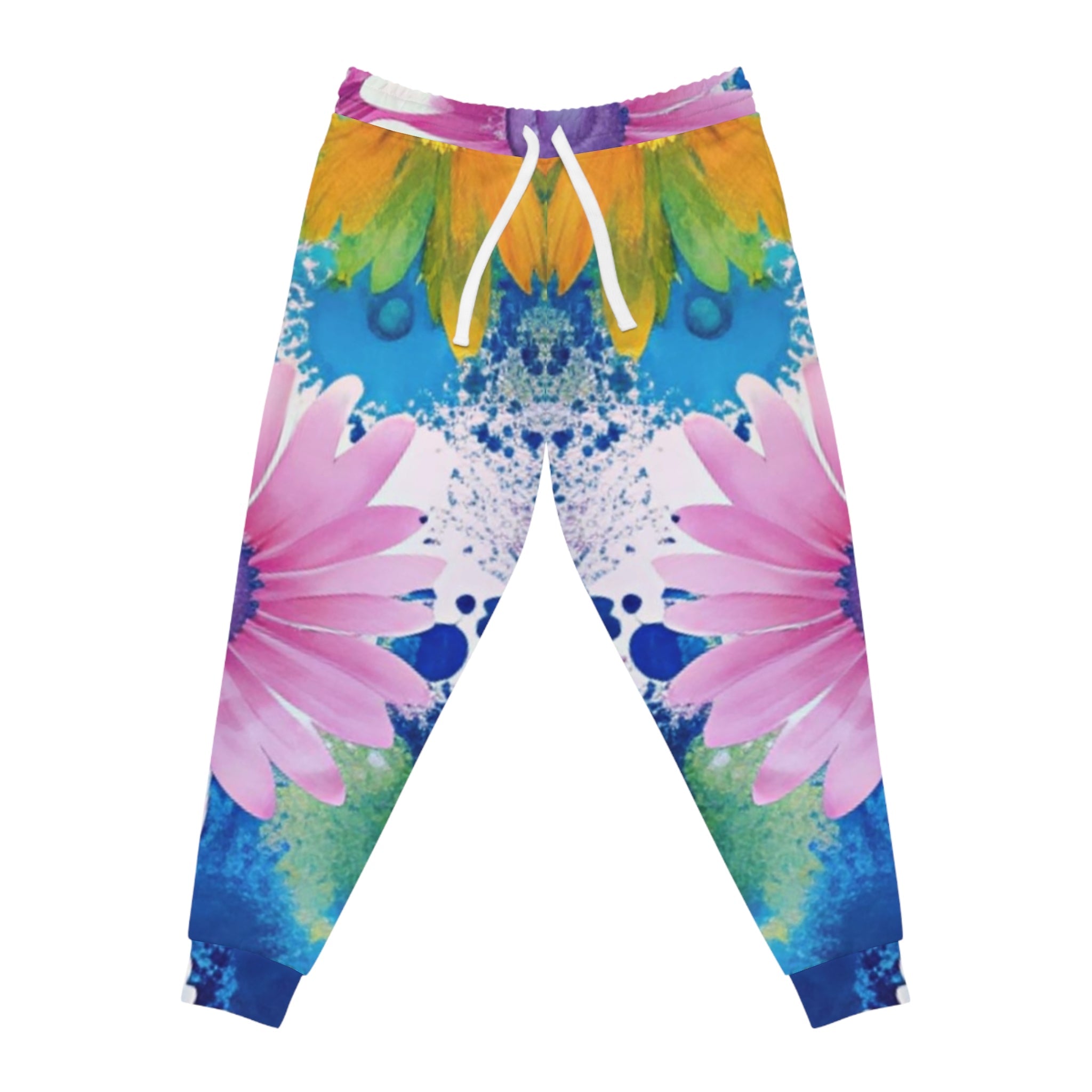 Colorful Floral Print Joggers, Artsulli - Art is Long, Life is Short, All Over Prints, Size, S, Color, Seam thread color automatically matched to design, , , 20898828998200570656