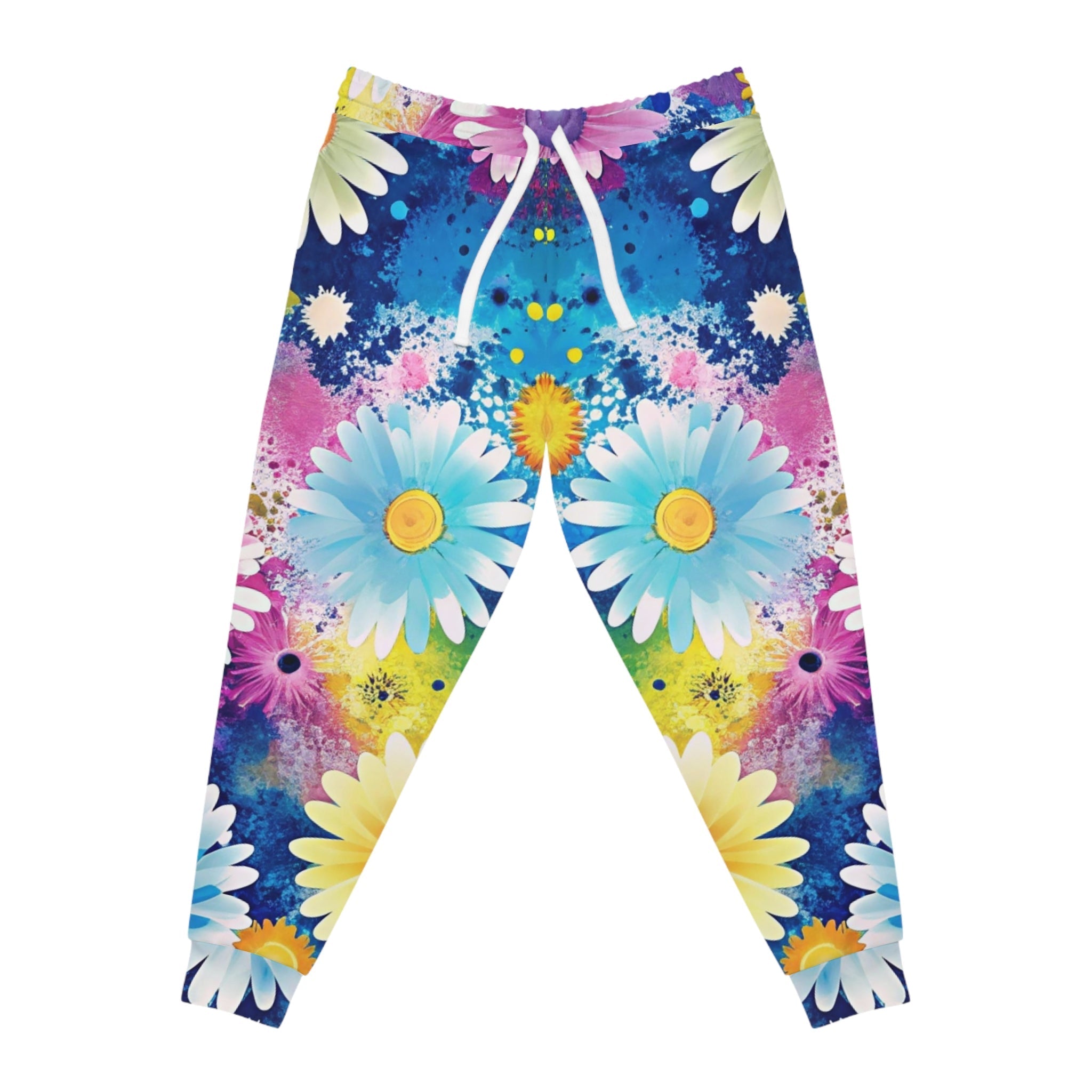 Colorful Floral Print Joggers, Artsulli - Art is Long, Life is Short, All Over Prints, Size, S, Color, Seam thread color automatically matched to design, , , 28845156212833667555