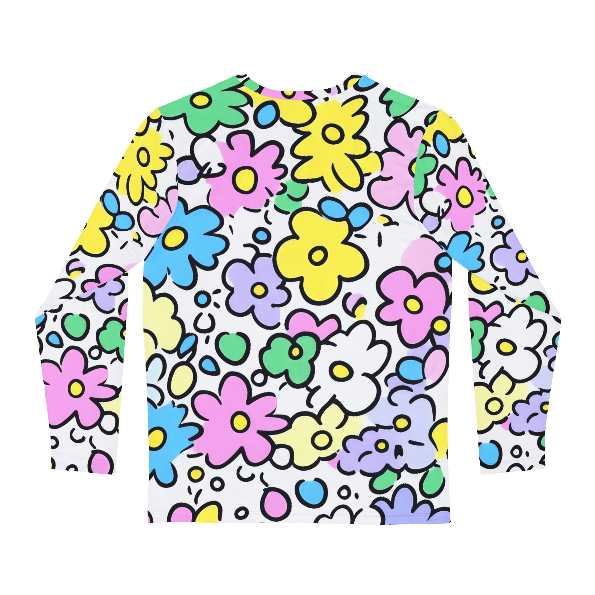 Colorful Floral Print Long Sleeve Shirt, Artsulli - Art is Long, Life is Short, All Over Prints, , , , , , , 