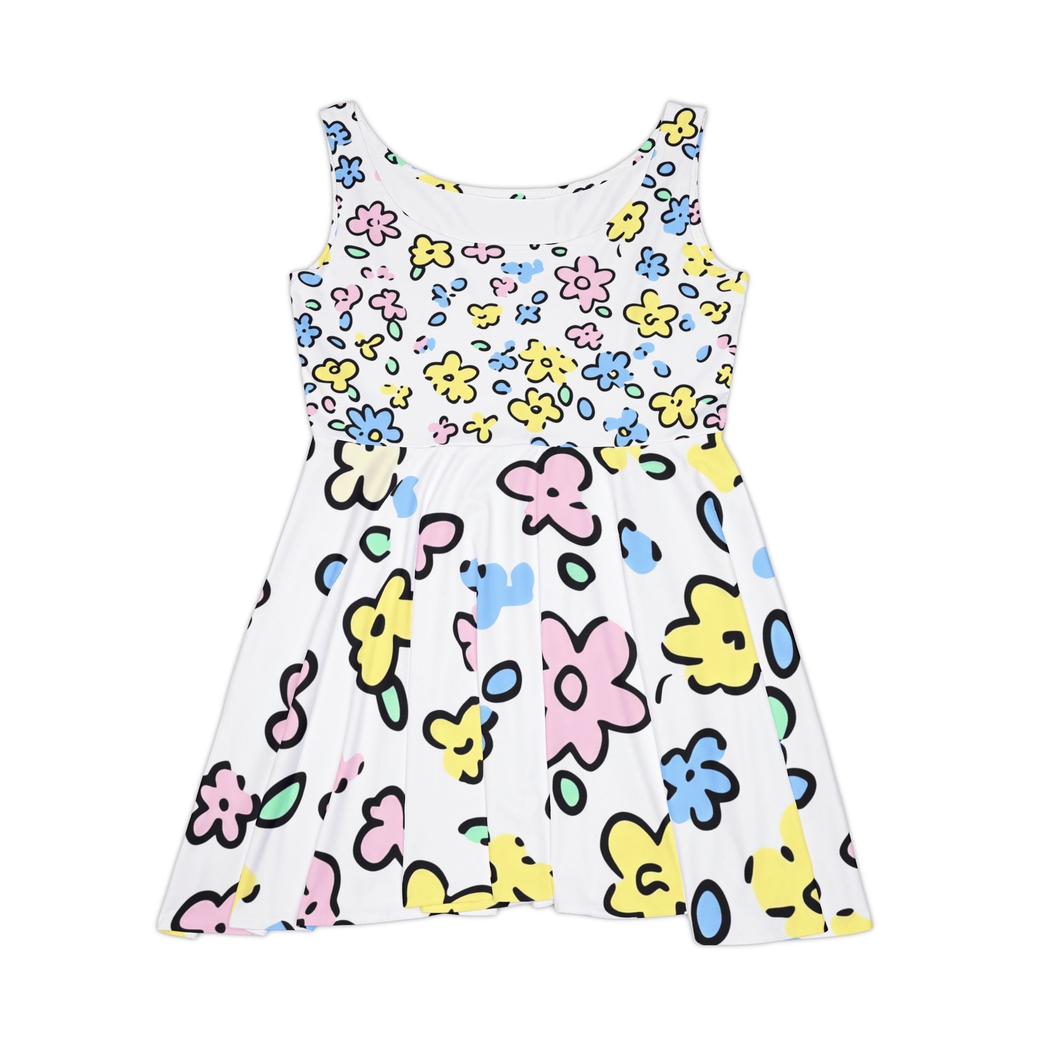 Printify Colorful Floral Print Skater Dress 2025