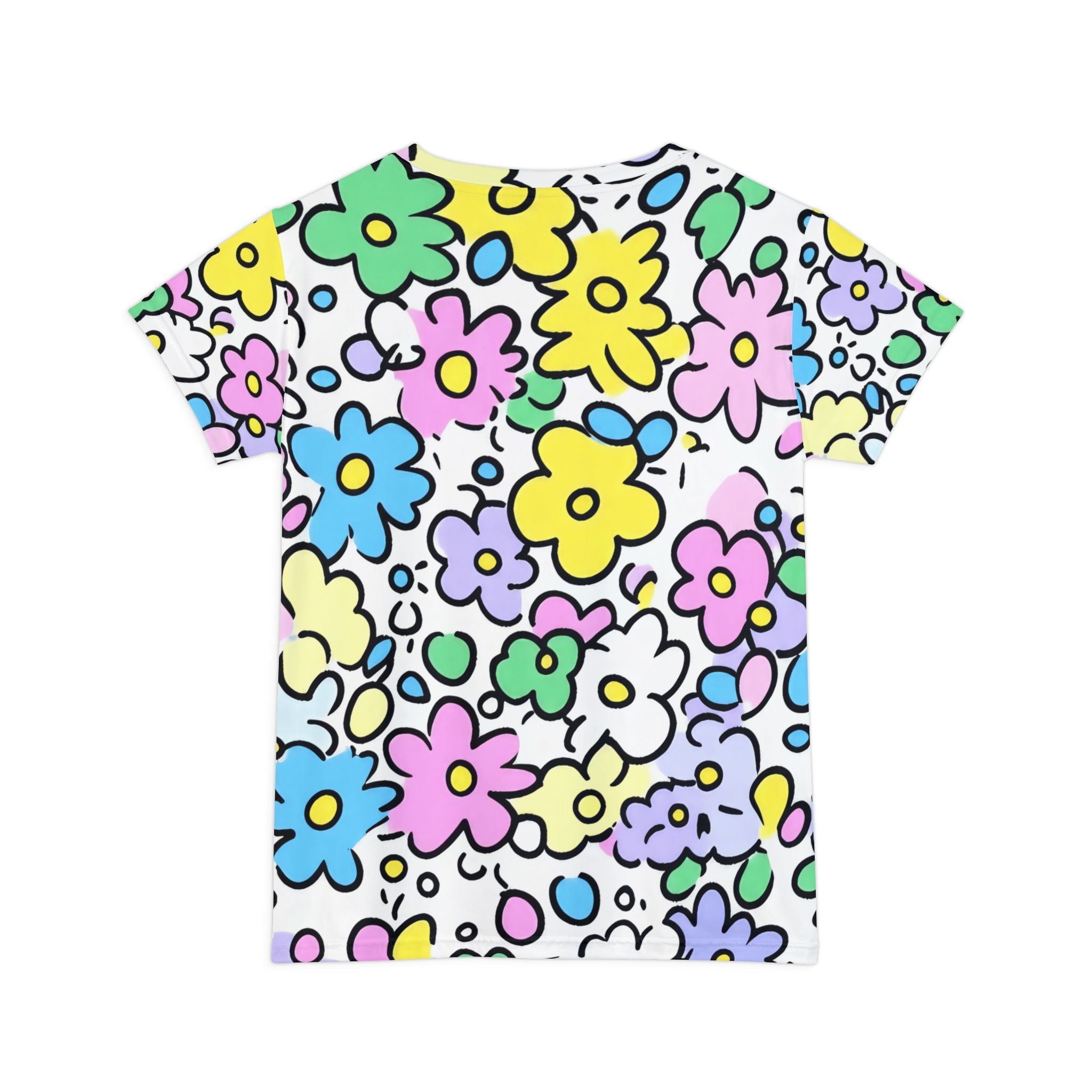 Colorful Floral Print T-Shirt, Artsulli - Art is Long, Life is Short, All Over Prints, , , , , , , 