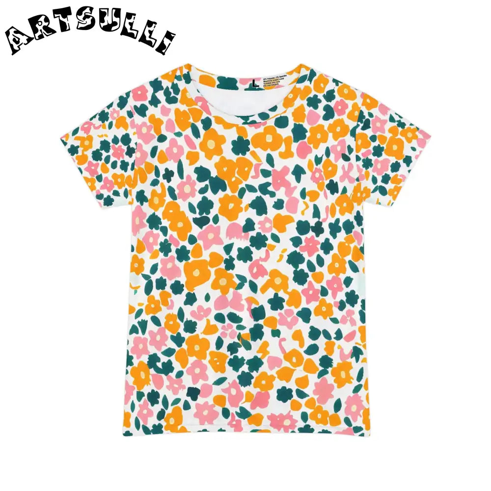Colorful Floral Print Tee, Artsulli - Art is Long, Life is Short, All Over Prints, Size, XS, , , , , 25769160184666740120