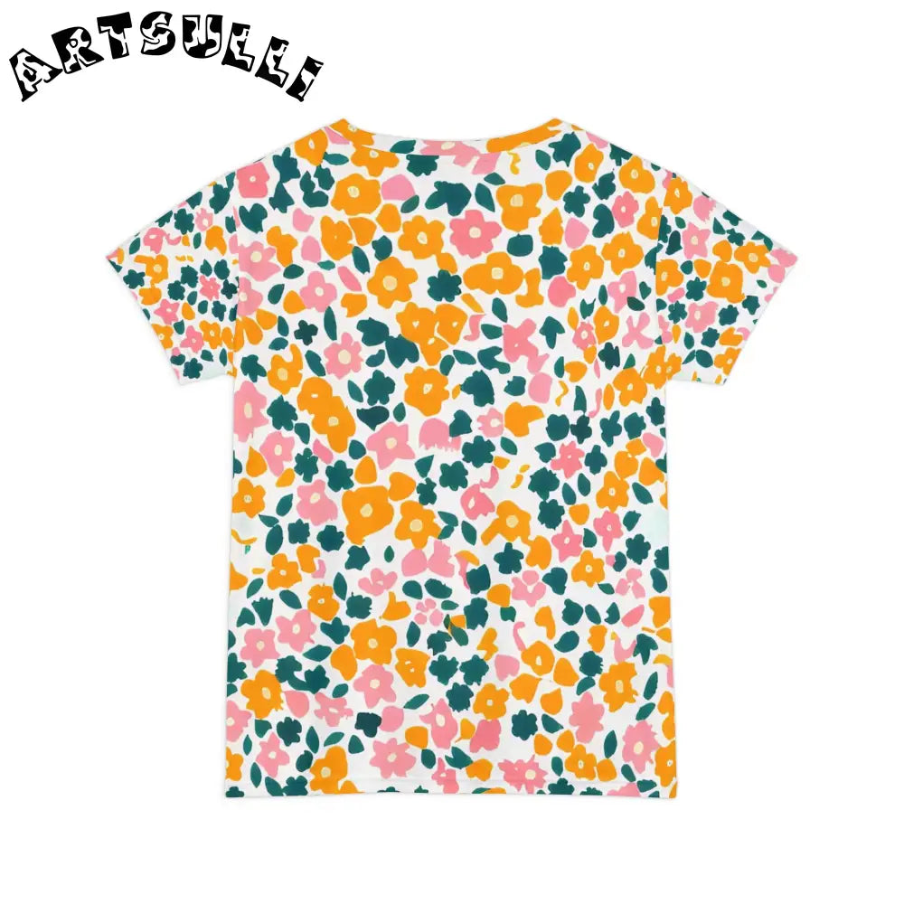 Colorful Floral Print Tee, Artsulli - Art is Long, Life is Short, All Over Prints, , , , , , , 