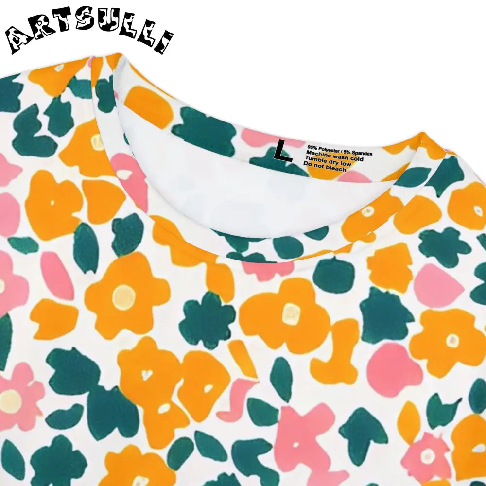 Colorful Floral Print Tee, Artsulli - Art is Long, Life is Short, All Over Prints, , , , , , , 