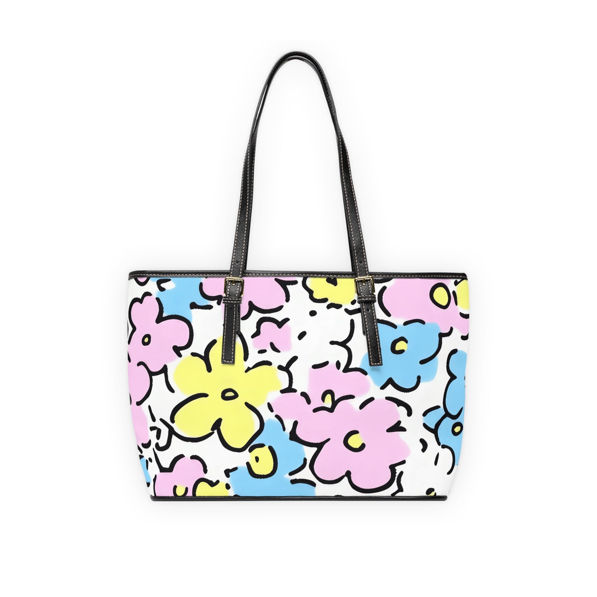 Colorful Floral PU Leather Shoulder Bag, Artsulli - Art is Long, Life is Short, Bags, , , , , , , 
