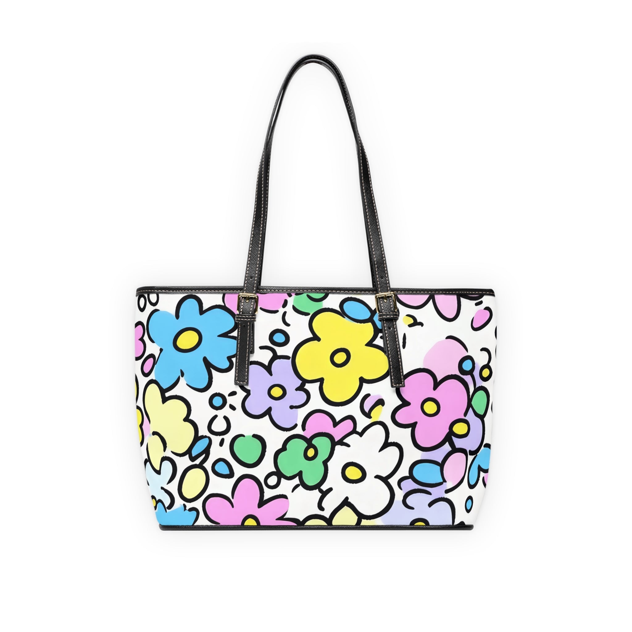 Colorful Floral PU Leather Shoulder Bag, Artsulli - Art is Long, Life is Short, Bags, , , , , , , 