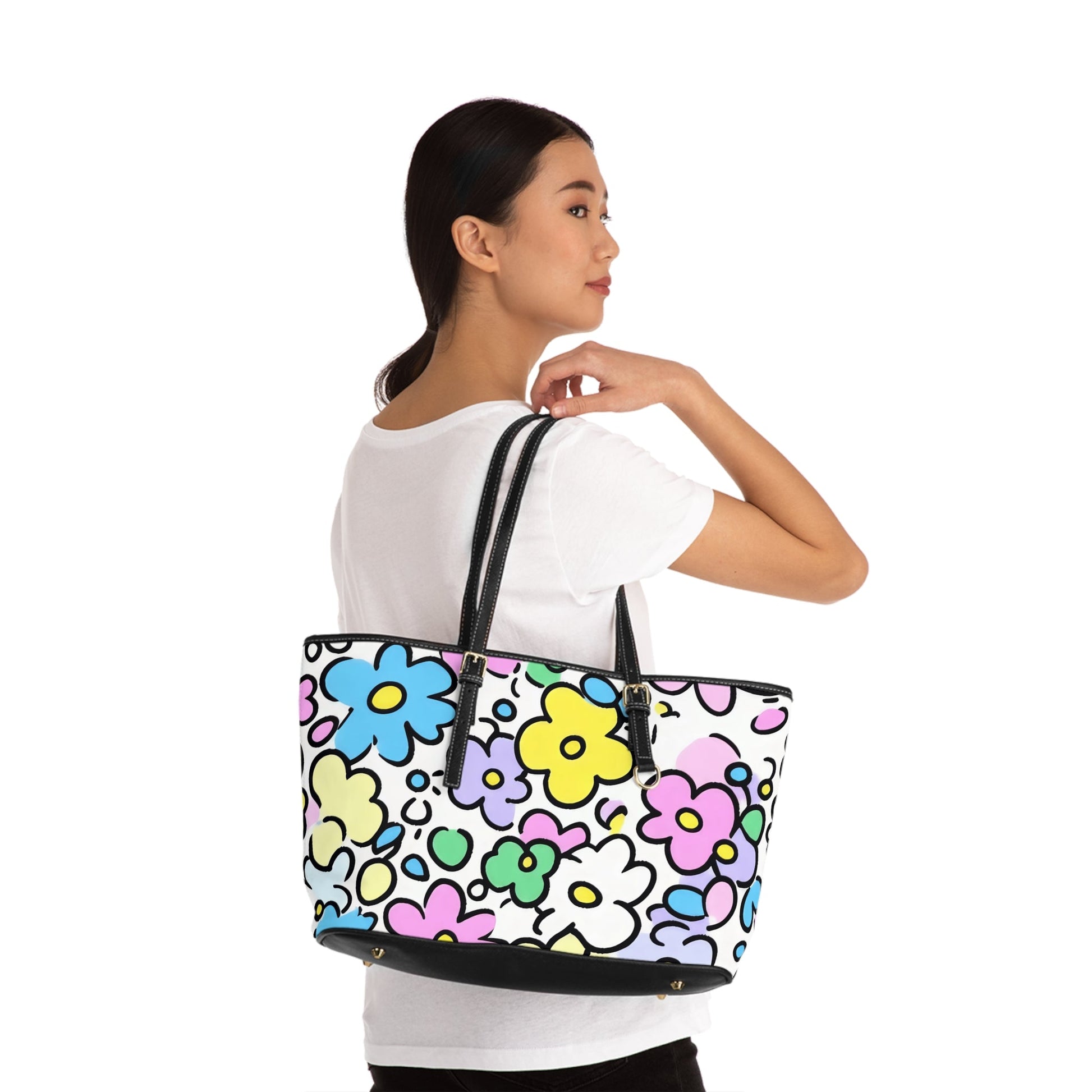 Colorful Floral PU Leather Shoulder Bag, Artsulli - Art is Long, Life is Short, Bags, , , , , , , 
