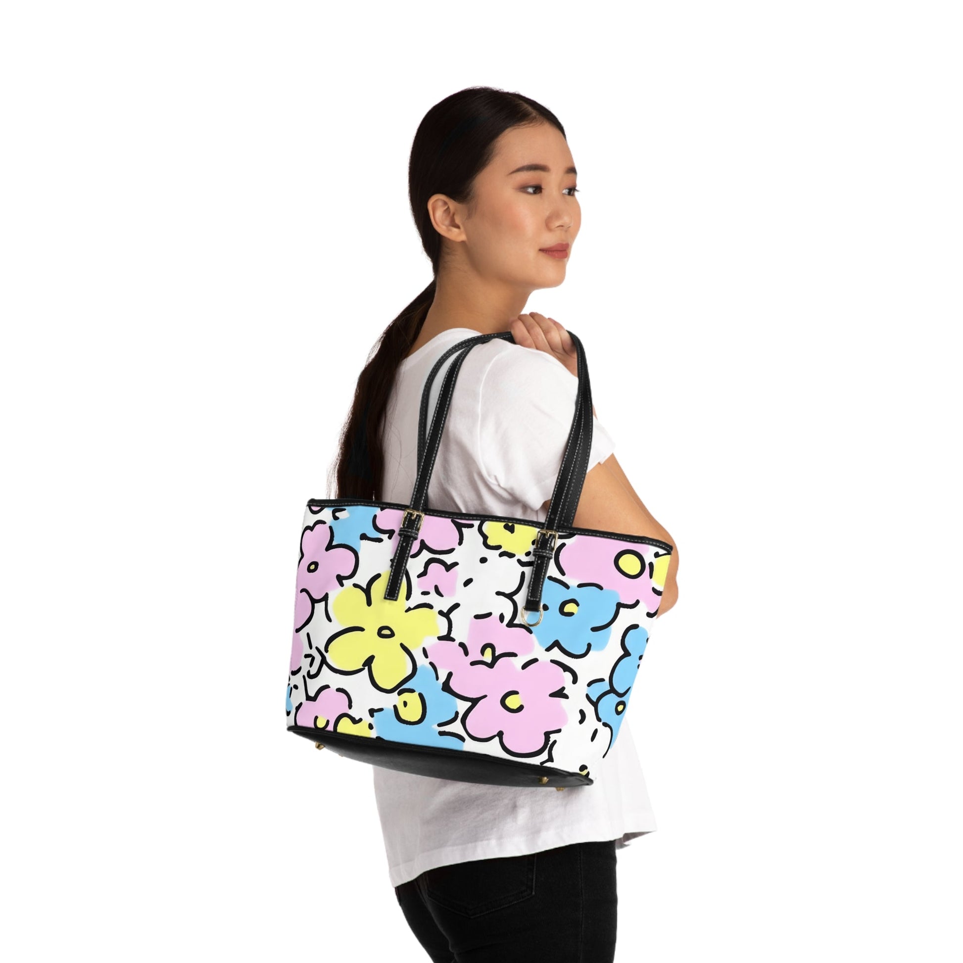 Colorful Floral PU Leather Shoulder Bag, Artsulli - Art is Long, Life is Short, Bags, , , , , , , 