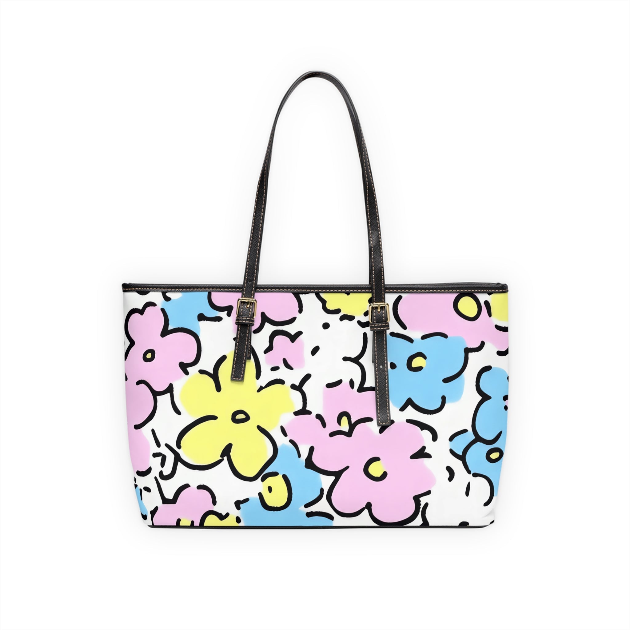 Colorful Floral PU Leather Shoulder Bag, Artsulli - Art is Long, Life is Short, Bags, , , , , , , 