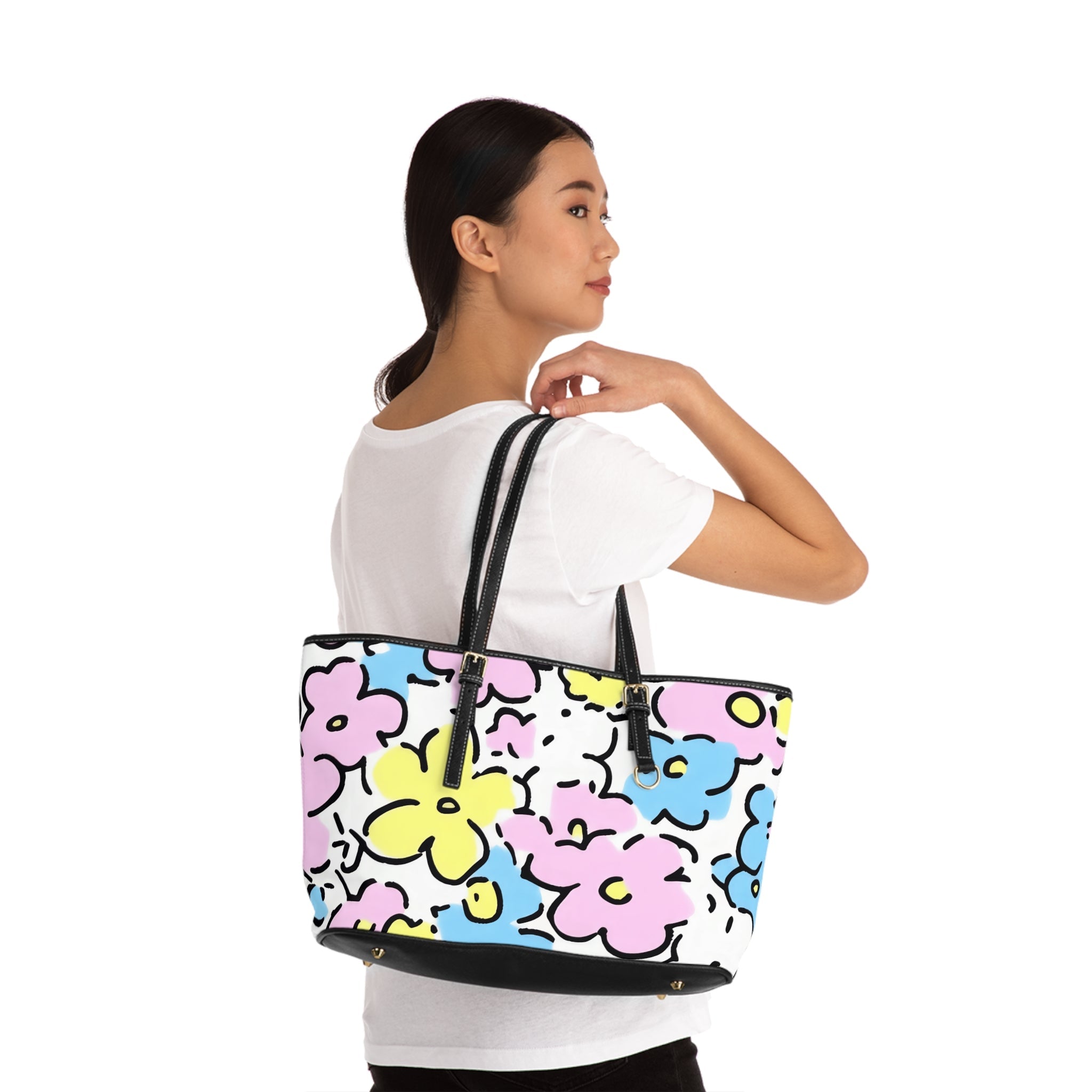 Colorful Floral PU Leather Shoulder Bag, Artsulli - Art is Long, Life is Short, Bags, , , , , , , 