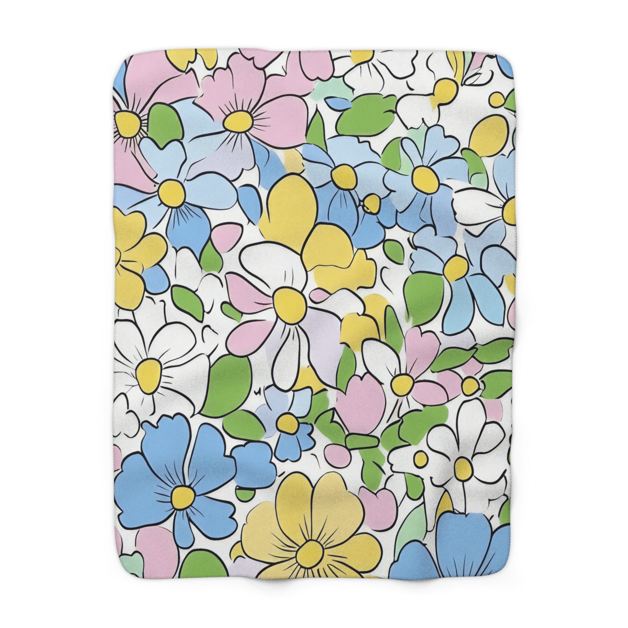 Colorful Floral Sherpa Fleece Blanket, Artsulli - Art is Long, Life is Short, Home Decor, Size, 50" × 60", , , , , 10509837139207508439