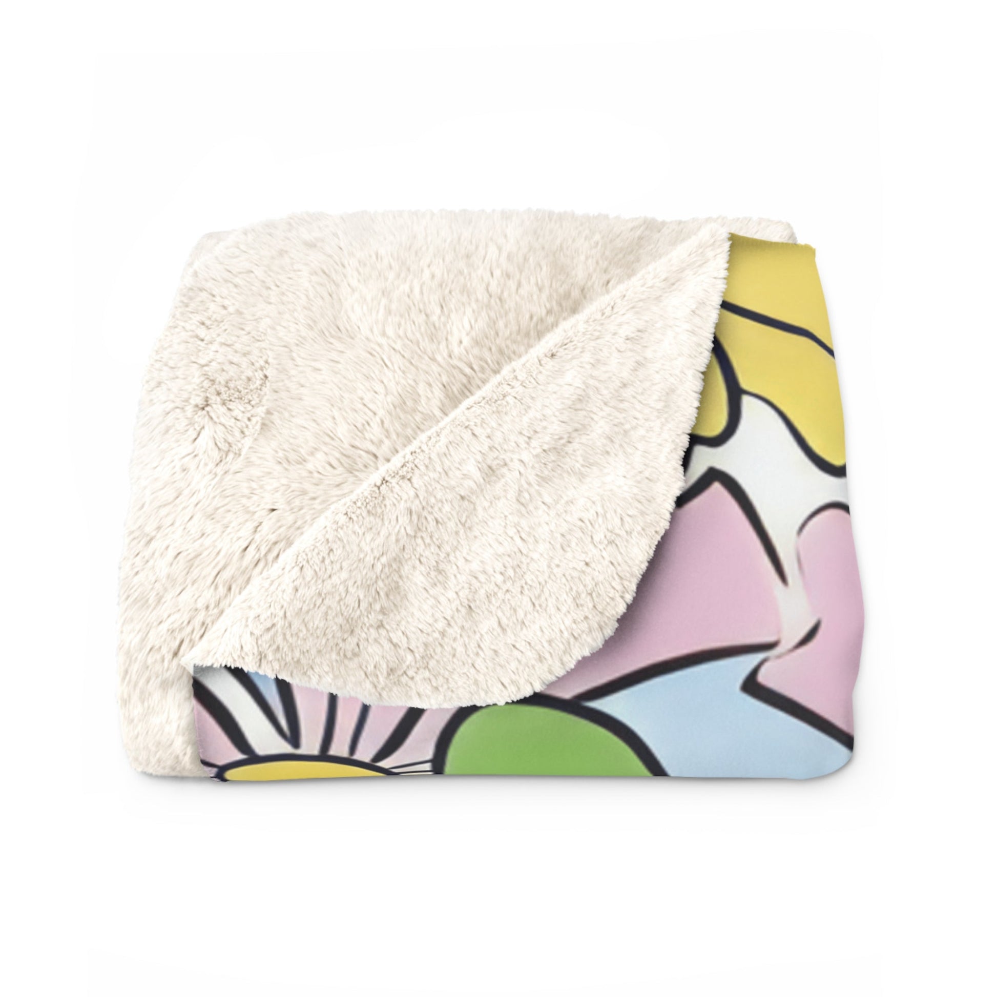 Colorful Floral Sherpa Fleece Blanket, Artsulli - Art is Long, Life is Short, Home Decor, , , , , , , 