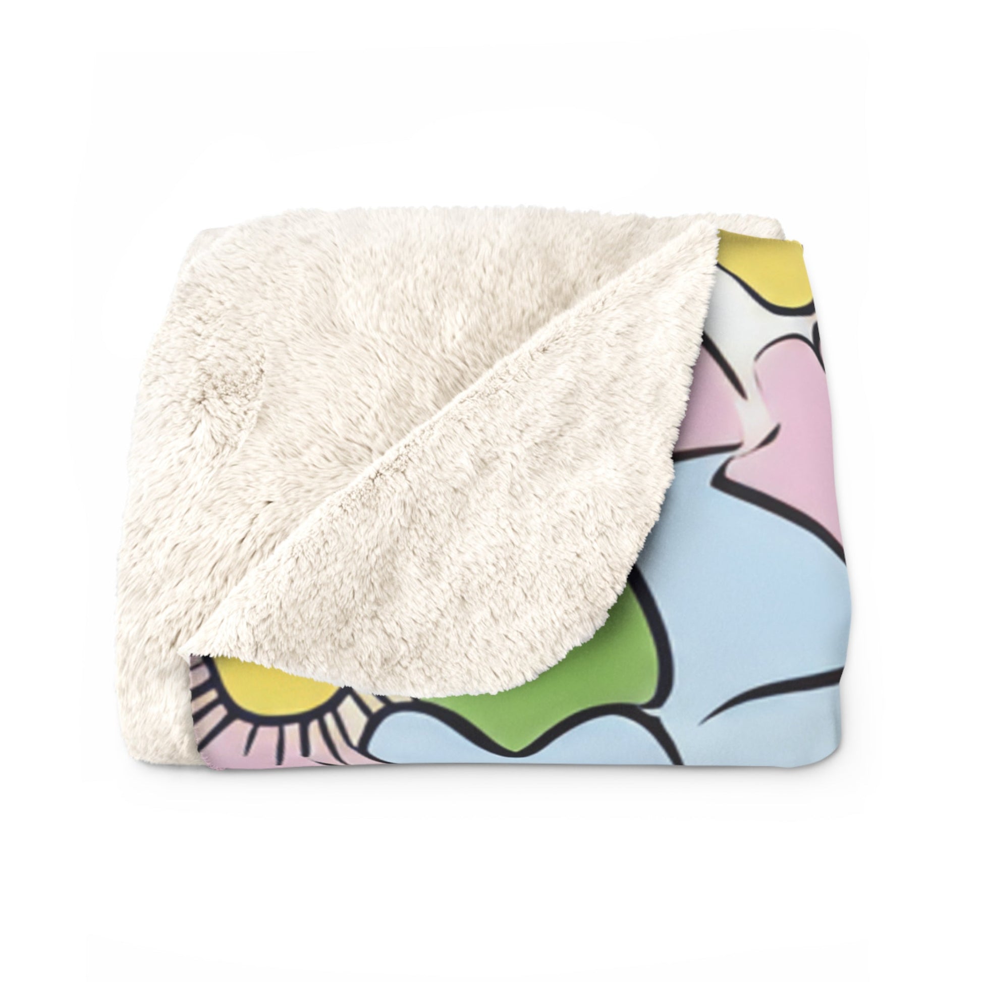 Colorful Floral Sherpa Fleece Blanket, Artsulli - Art is Long, Life is Short, Home Decor, , , , , , , 