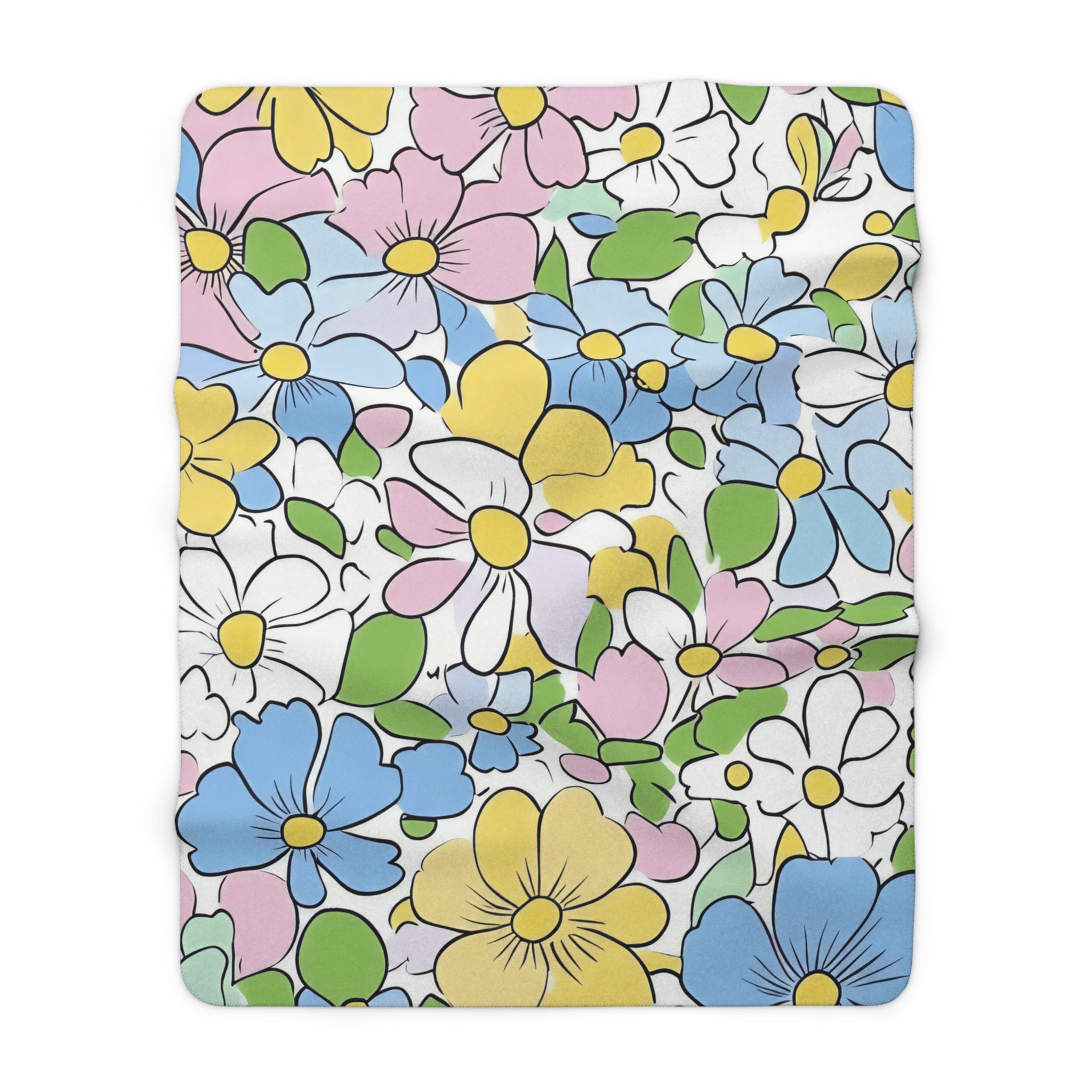 Colorful Floral Sherpa Fleece Blanket, Artsulli - Art is Long, Life is Short, Home Decor, Size, 60" × 80", , , , , 11777601744866555890