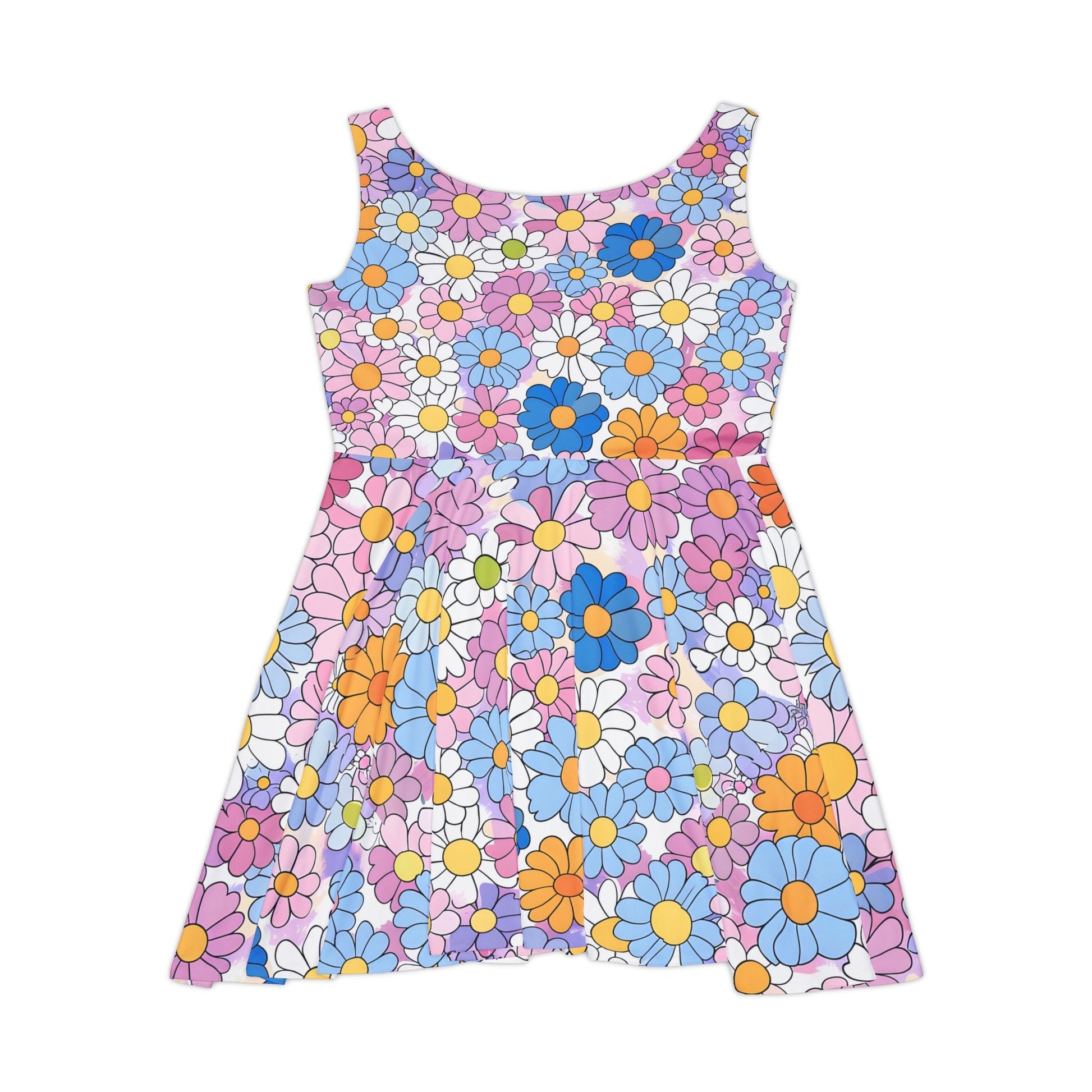 Colorful Floral Skater Dress, Artsulli - Art is Long, Life is Short, All Over Prints, , , , , , , 
