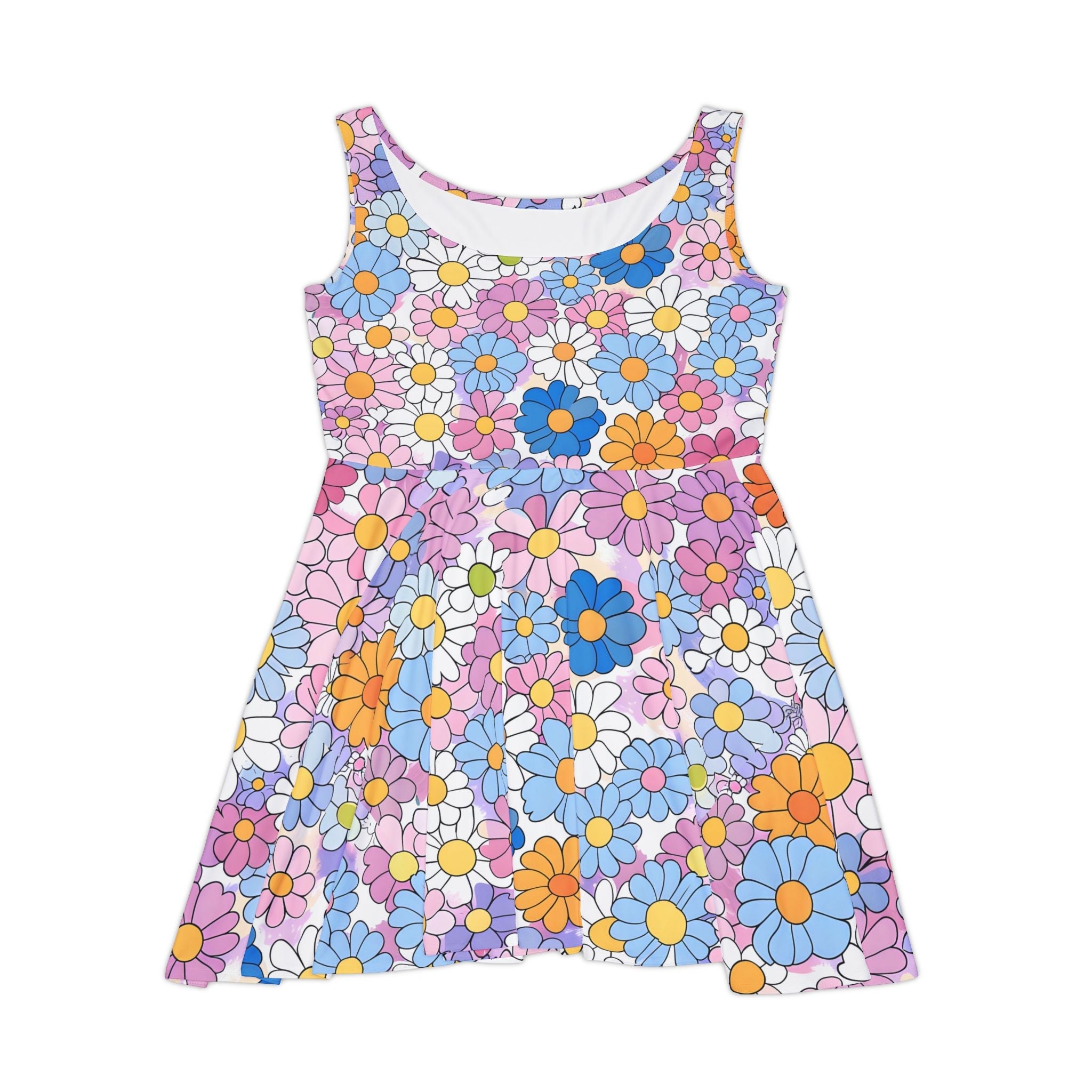 Colorful Floral Skater Dress, Artsulli - Art is Long, Life is Short, All Over Prints, Size, XS, , , , , 11600873886607366158