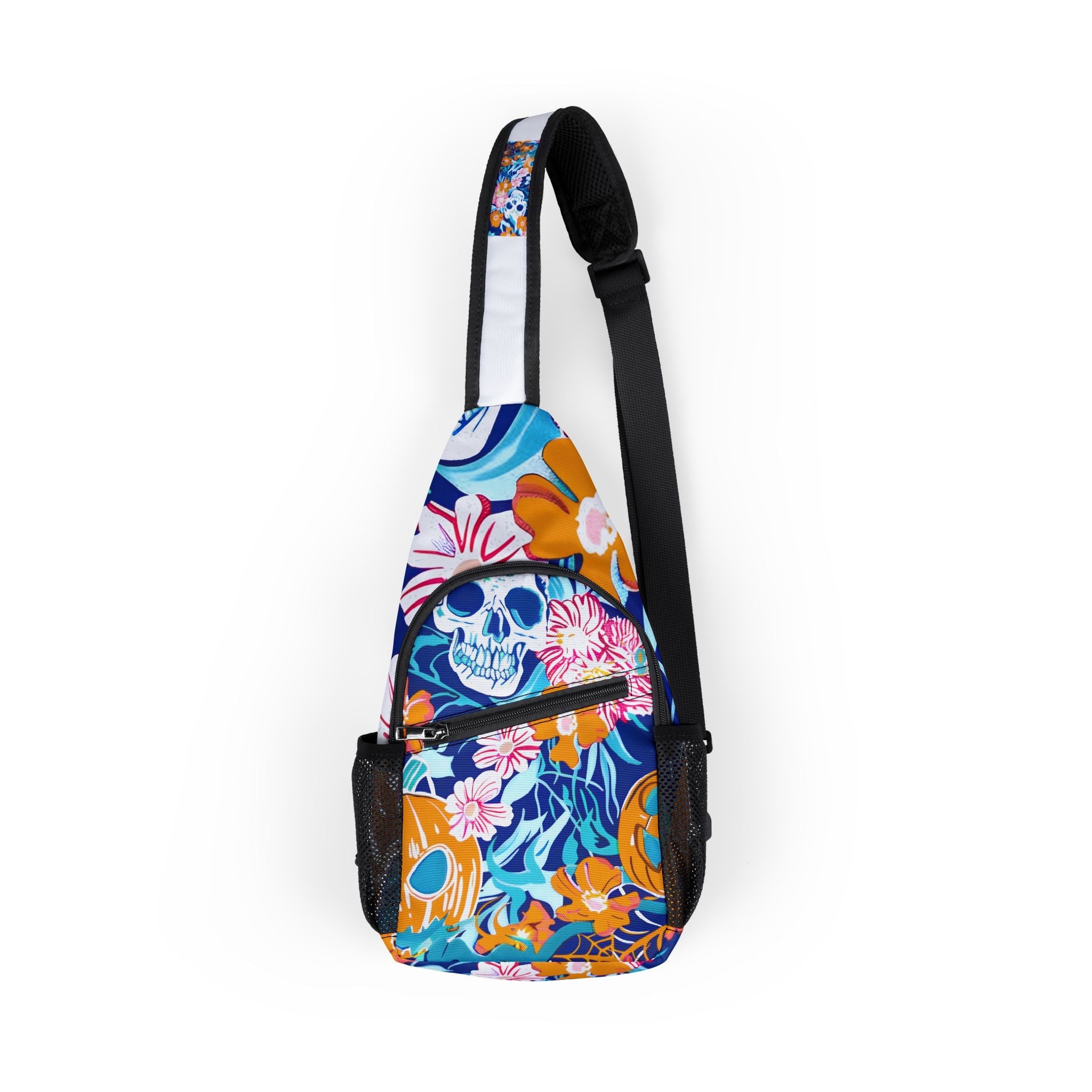 Colorful Floral Skull Chest Bag, Artsulli - Art is Long, Life is Short, Bags, Size, One size, , , , , 22496132651228707856