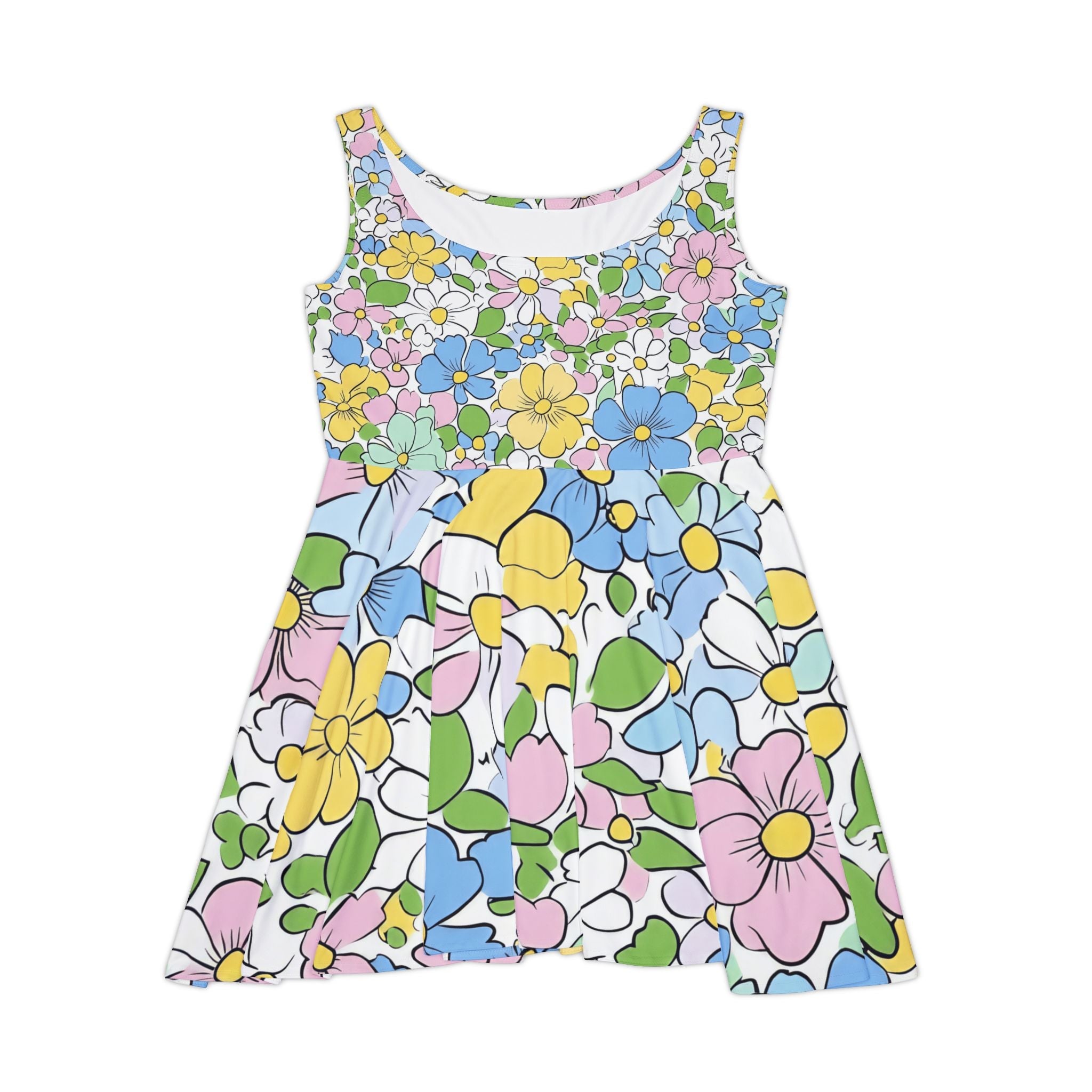 Printify Colorful Floral Sleeveless Skater Dress 2025