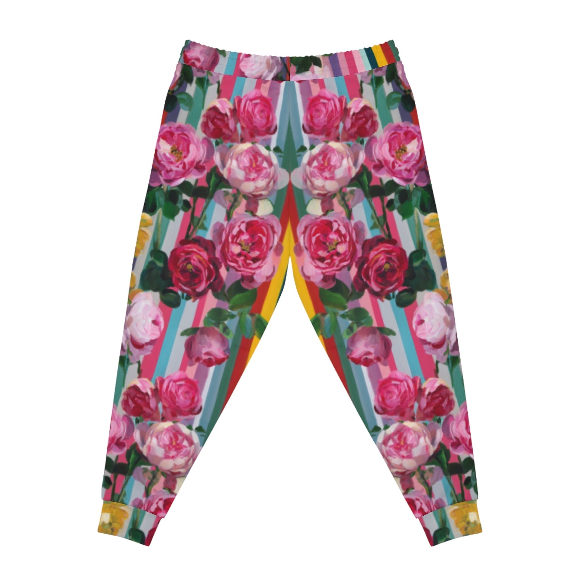 Colorful Floral Striped Joggers, Artsulli - Art is Long, Life is Short, All Over Prints, , , , , , , 