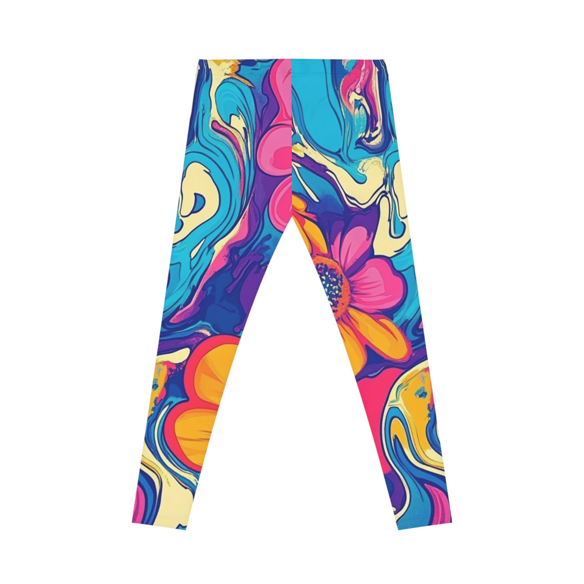 Colorful Floral Swirl Casual Leggings, Artsulli - Art is Long, Life is Short, All Over Prints, , , , , , , 