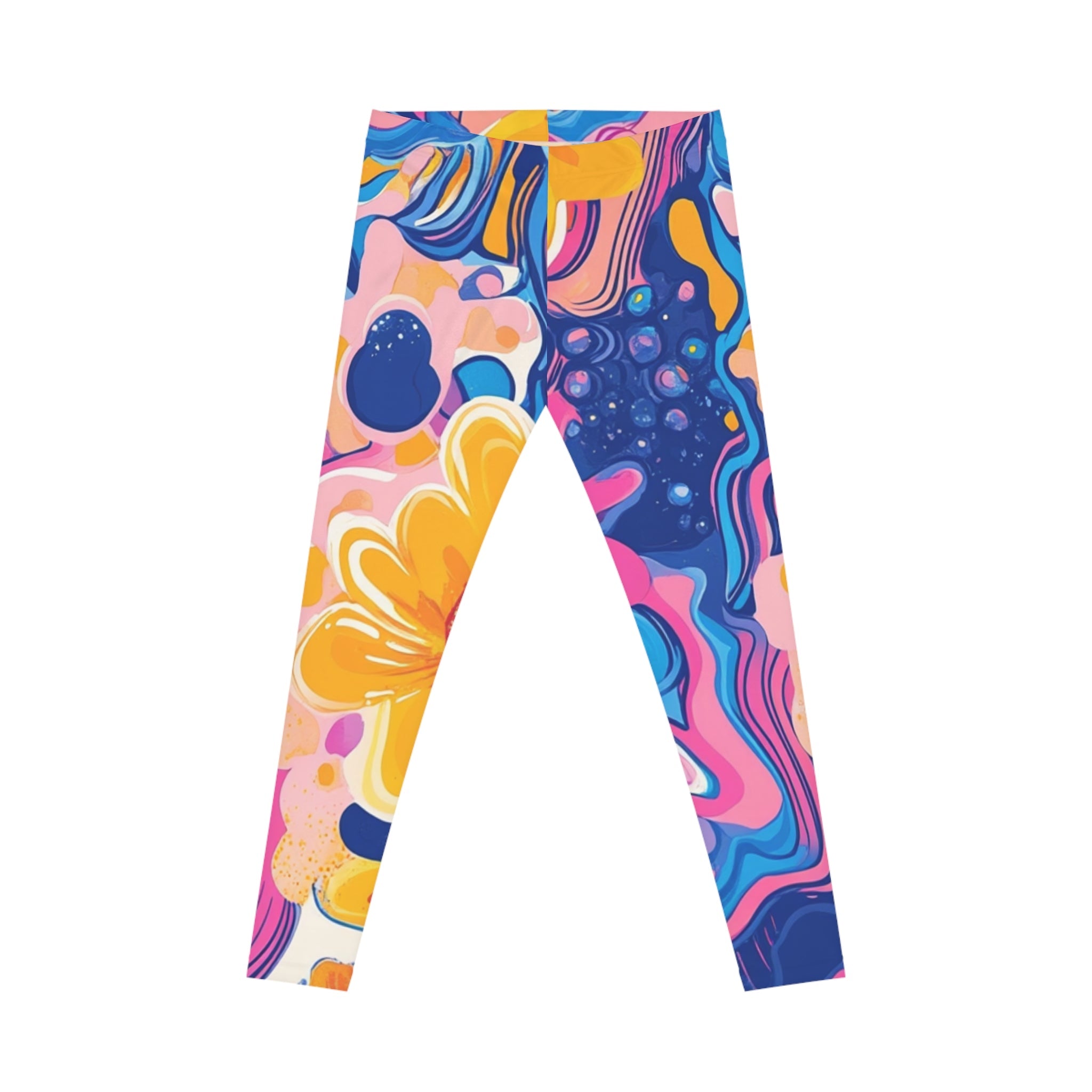 Colorful Floral Swirl Casual Leggings, Artsulli - Art is Long, Life is Short, All Over Prints, Size, XS, Color, Seam thread color automatically matched to design, , , 11686684760545340365