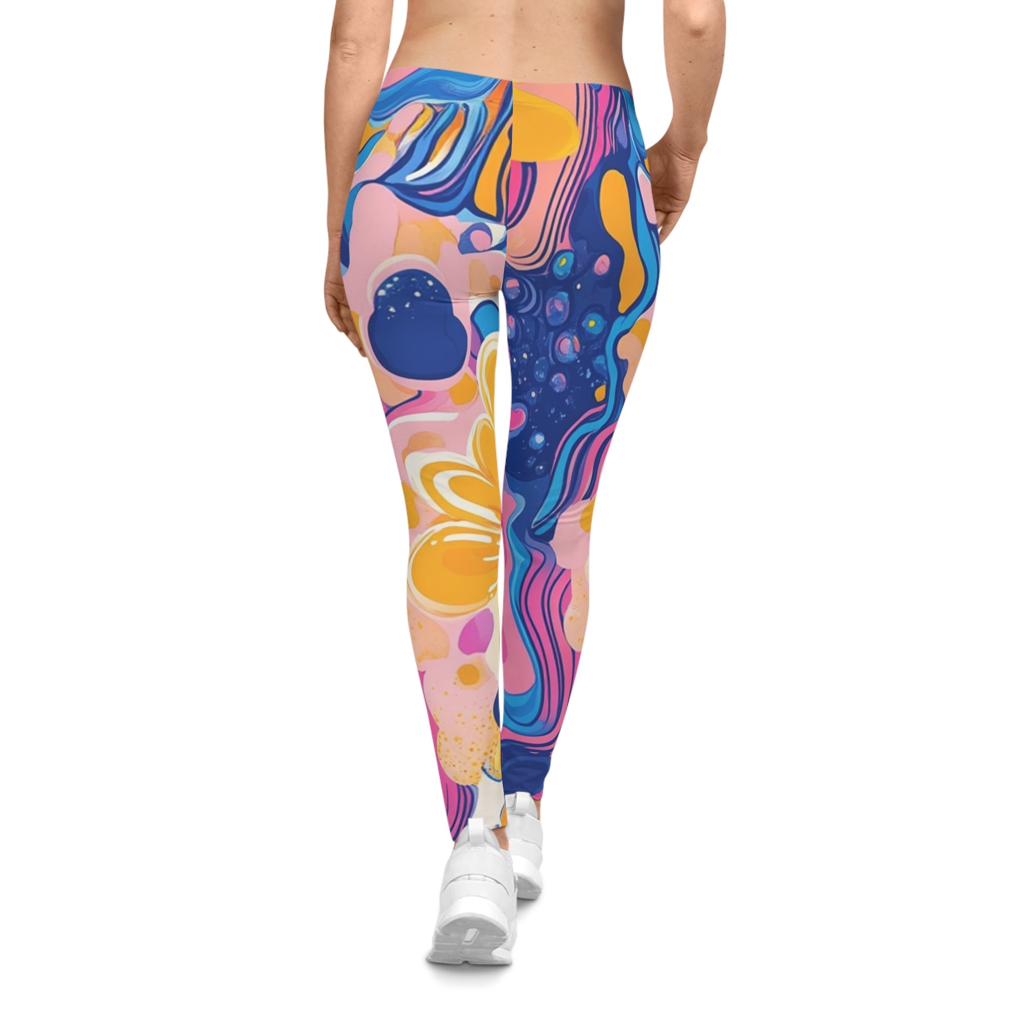 Colorful Floral Swirl Casual Leggings, Artsulli - Art is Long, Life is Short, All Over Prints, , , , , , , 