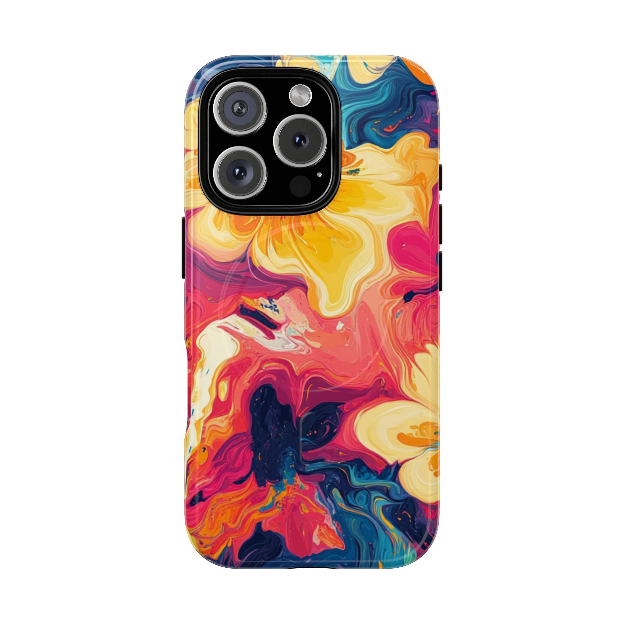 Colorful Floral Swirl MagSafe Phone Case, Artsulli - Art is Long, Life is Short, Phone Case, Size, iPhone 16 Pro, Surface, Glossy, , , 23012724105414183849