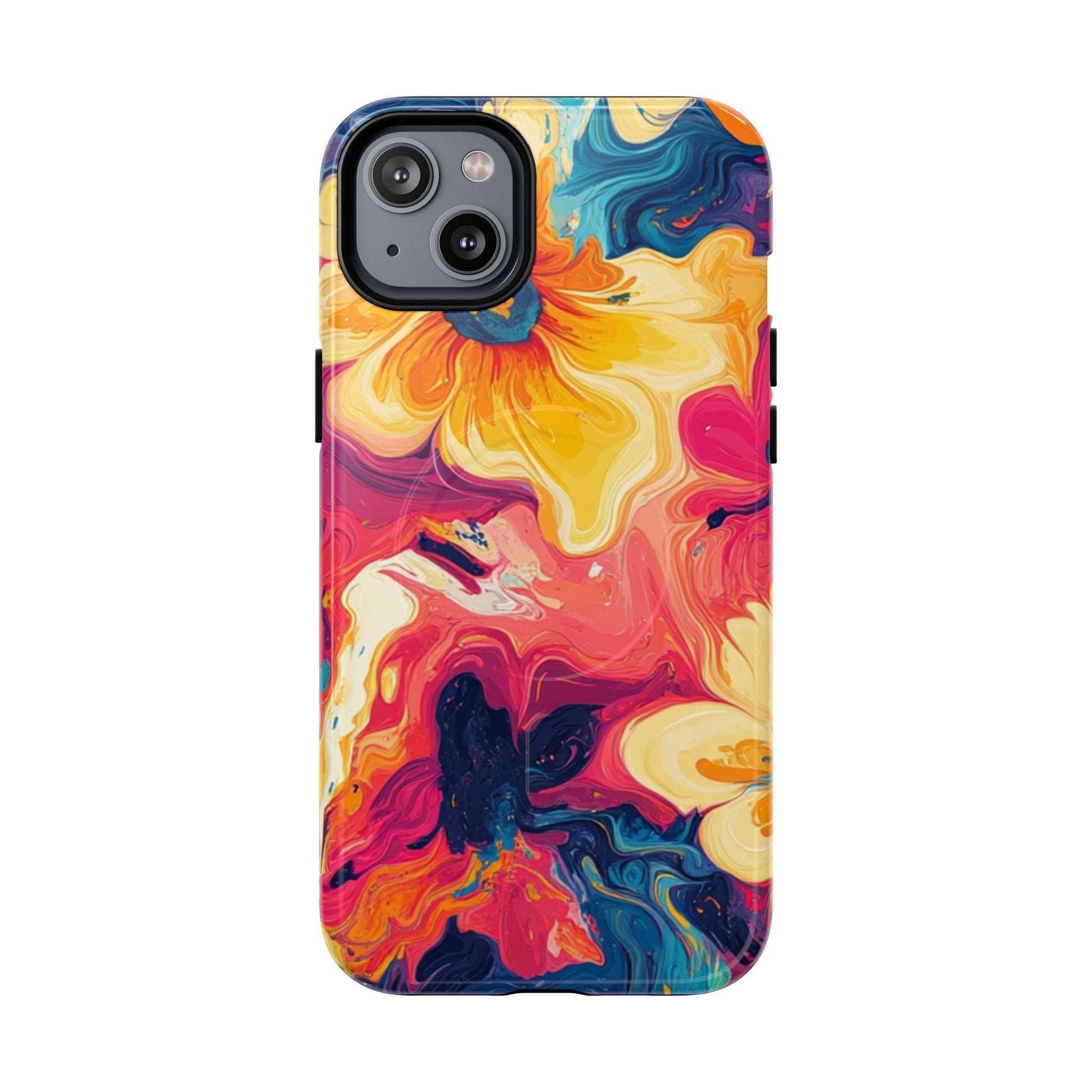 Colorful Floral Swirl MagSafe Phone Case, Artsulli - Art is Long, Life is Short, Phone Case, Size, iPhone 14 Plus, Surface, Glossy, , , 13120530585015946407