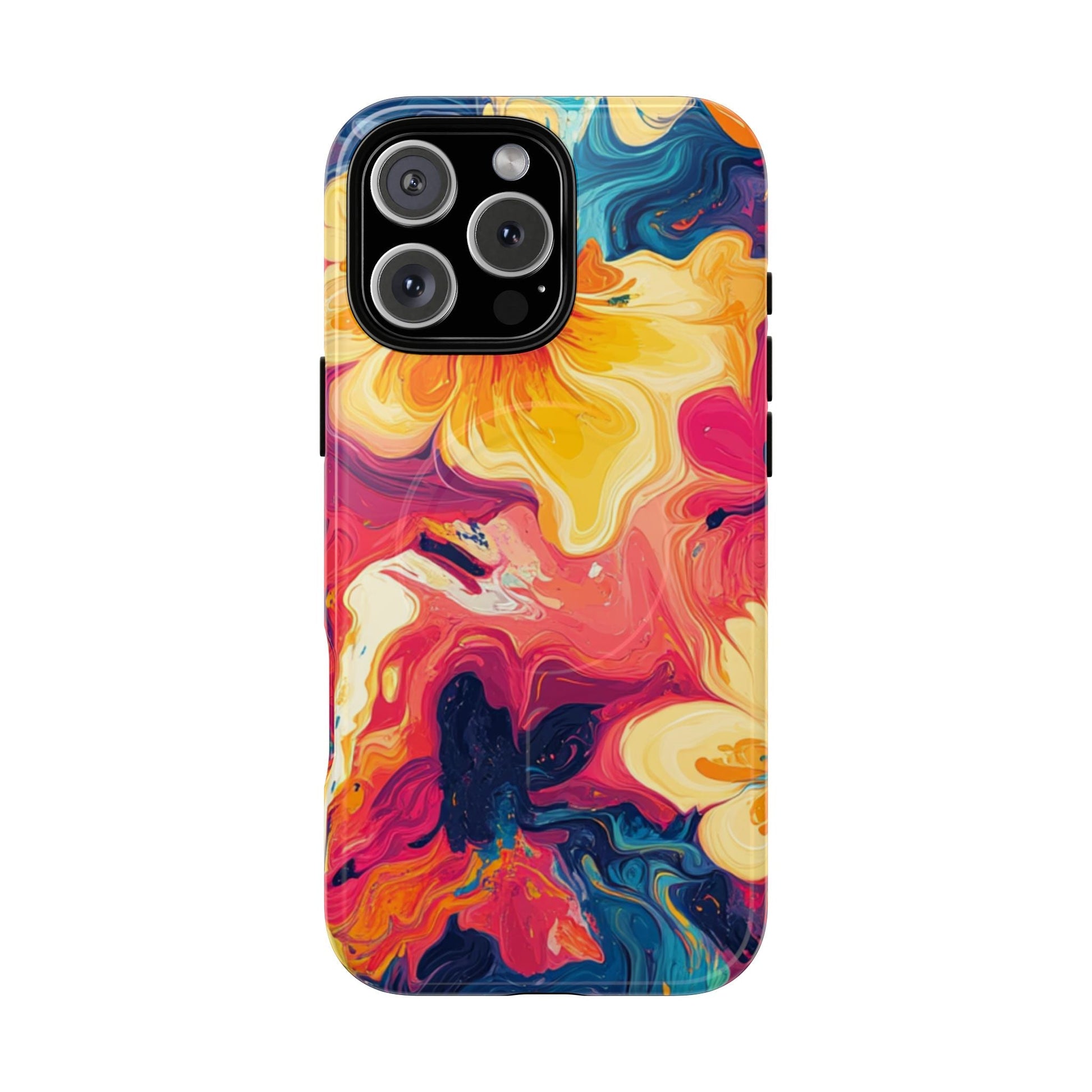Colorful Floral Swirl MagSafe Phone Case, Artsulli - Art is Long, Life is Short, Phone Case, Size, iPhone 16 Pro Max, Surface, Glossy, , , 27009270291285615754