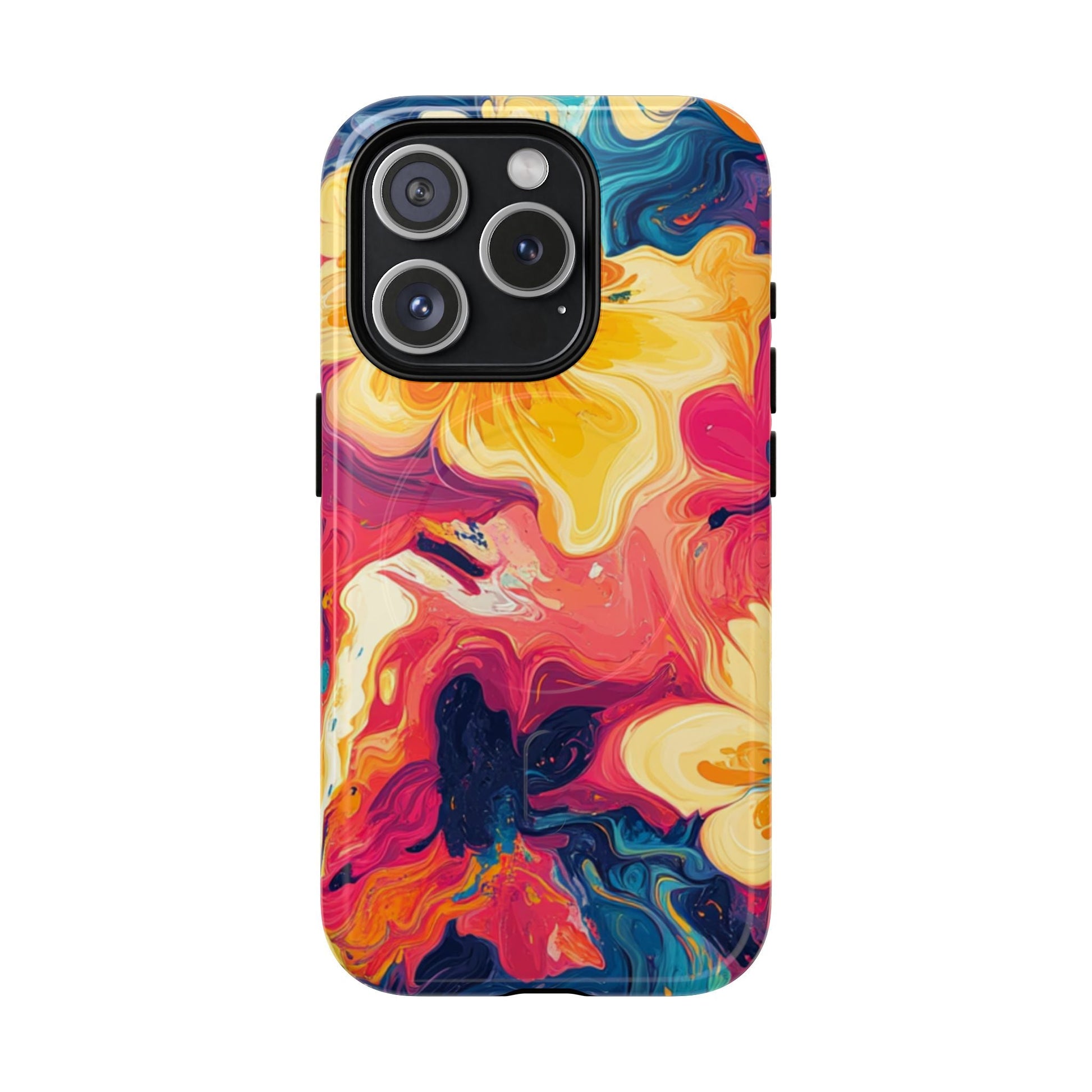 Colorful Floral Swirl MagSafe Phone Case, Artsulli - Art is Long, Life is Short, Phone Case, Size, iPhone 15 Pro, Surface, Glossy, , , 29124582899588718161